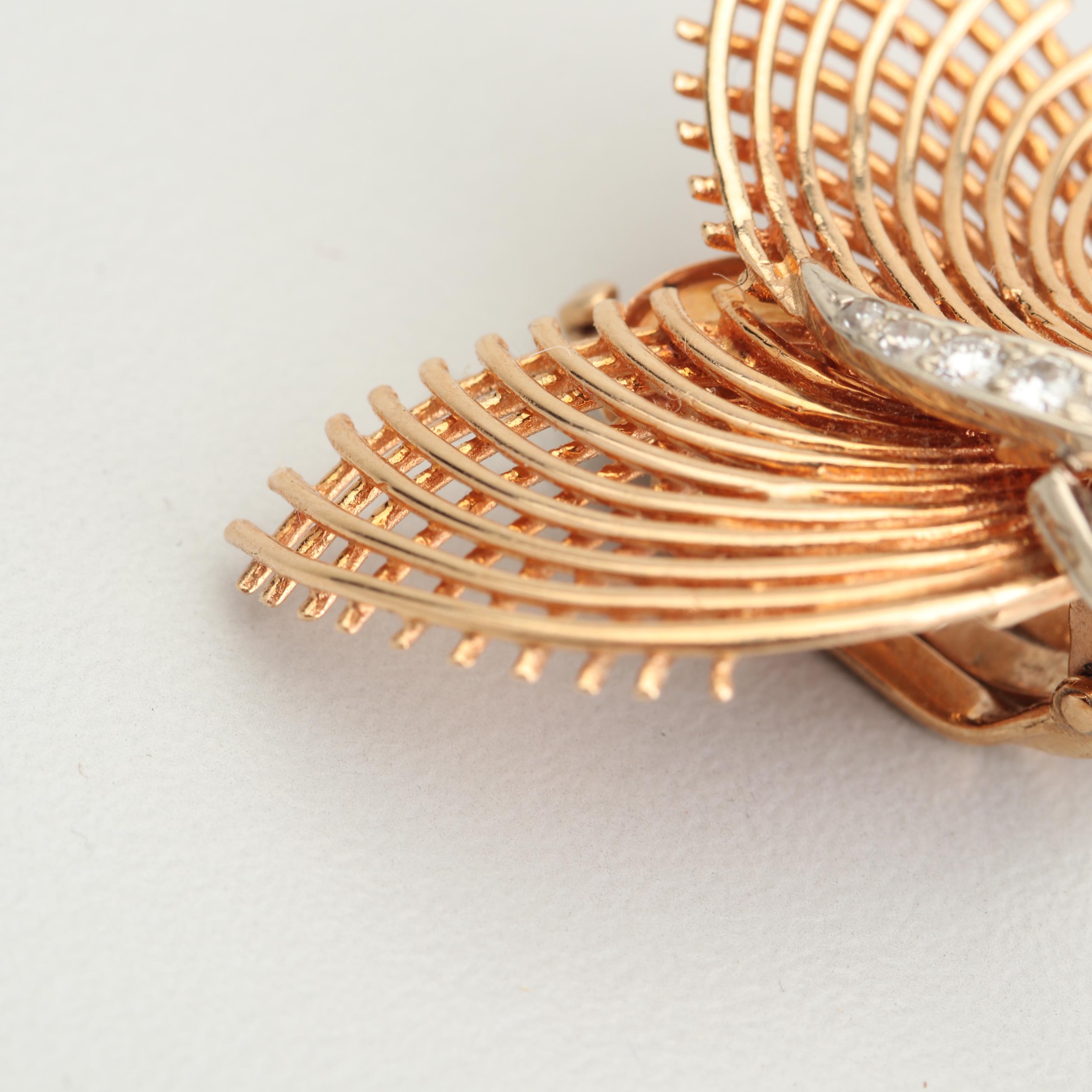 Vintage Neiman Marcus 14K Yellow and White Gold Diamond Earrings