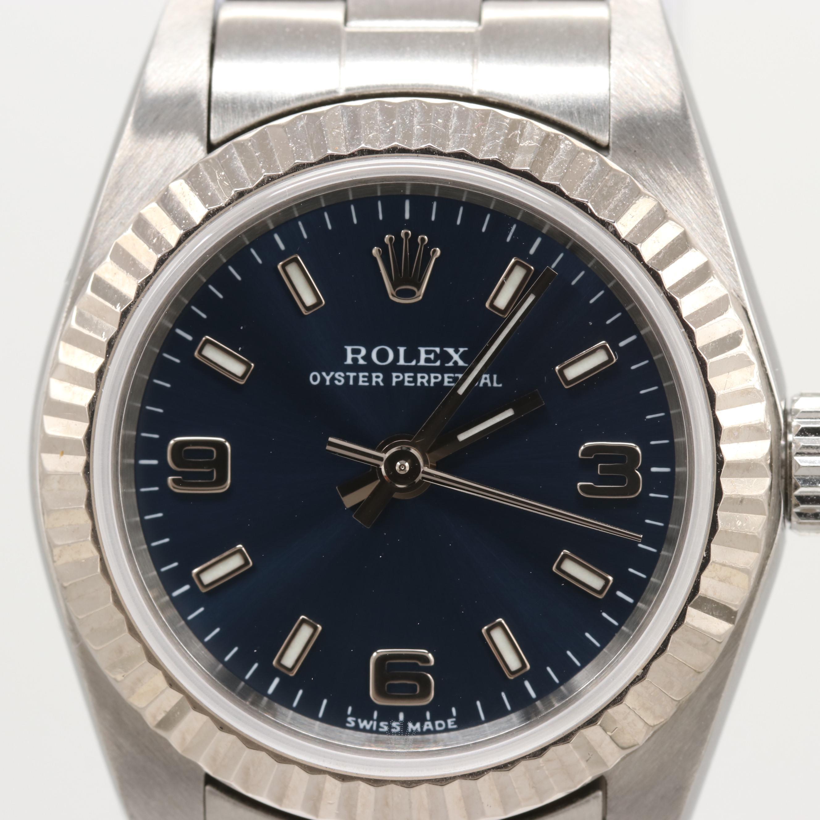 Rolex Oyster Perpetual Stainless Steel and 18K White Gold Watch, 2002
