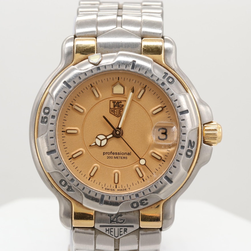 TAG Heuer Stainless Steel and 18K Yellow Gold 6000 Quartz Wristwatch