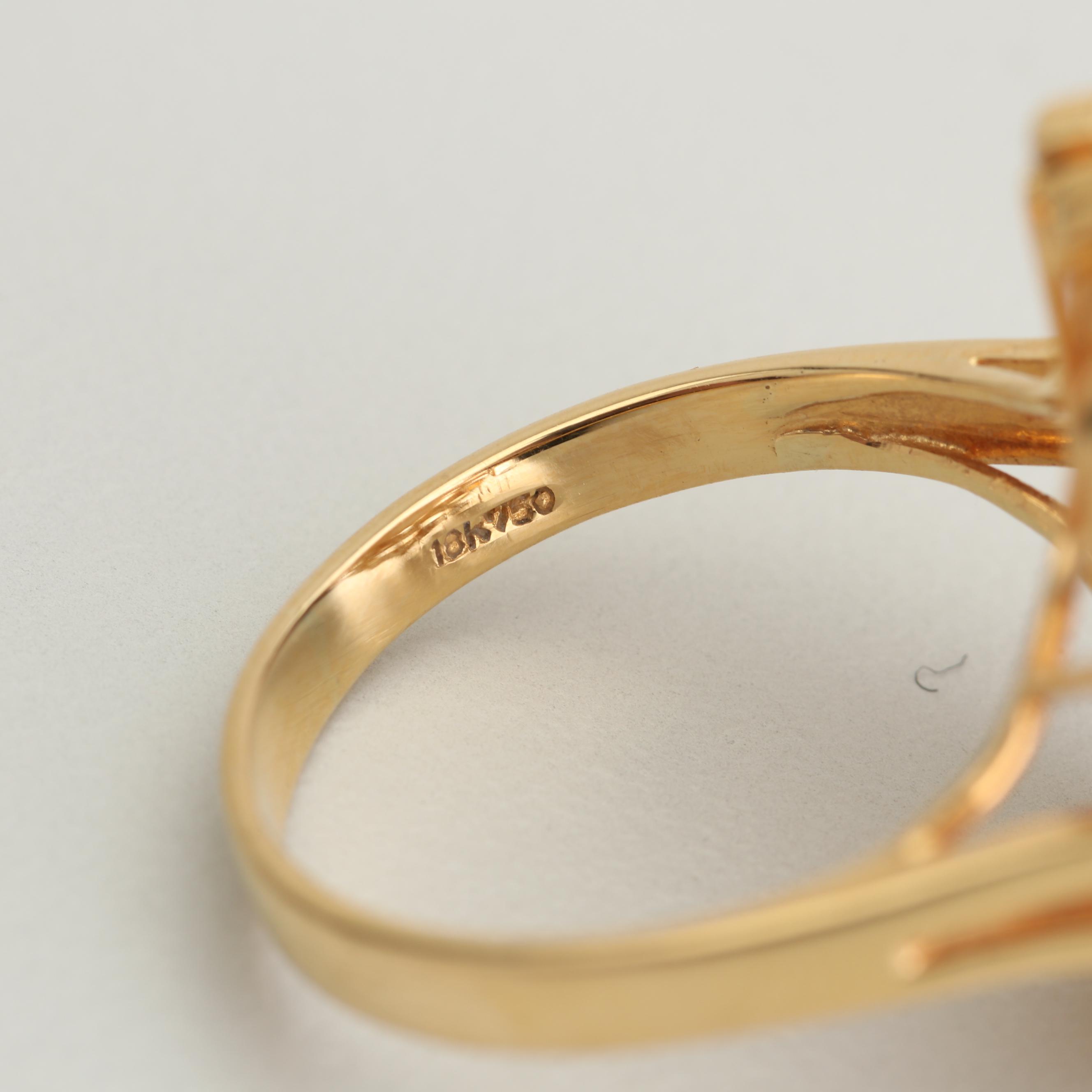 18K Yellow Gold Freshwater Cultured Pearl and Diamond Ring