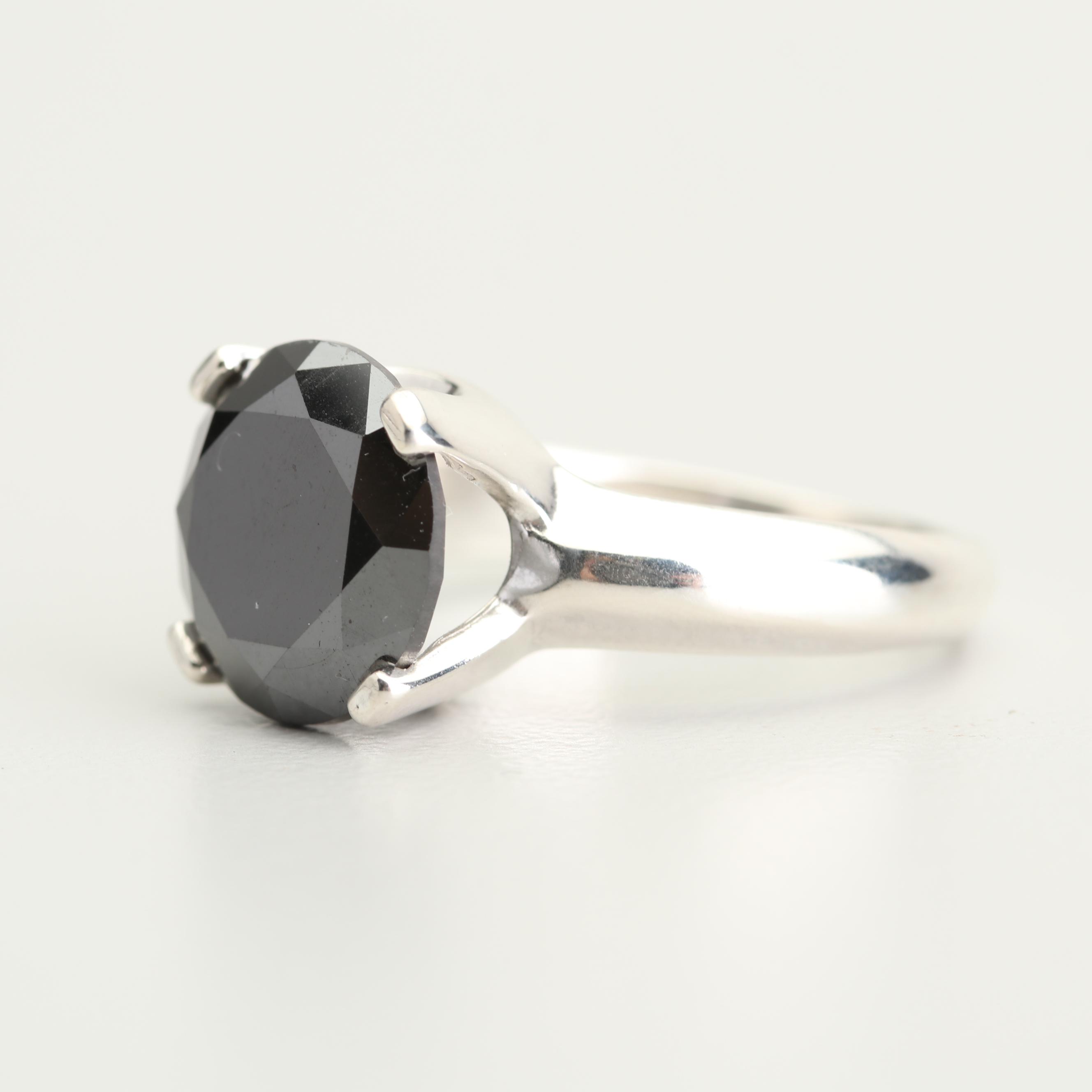 Sterling Silver 4.45 CT Black Diamond Ring