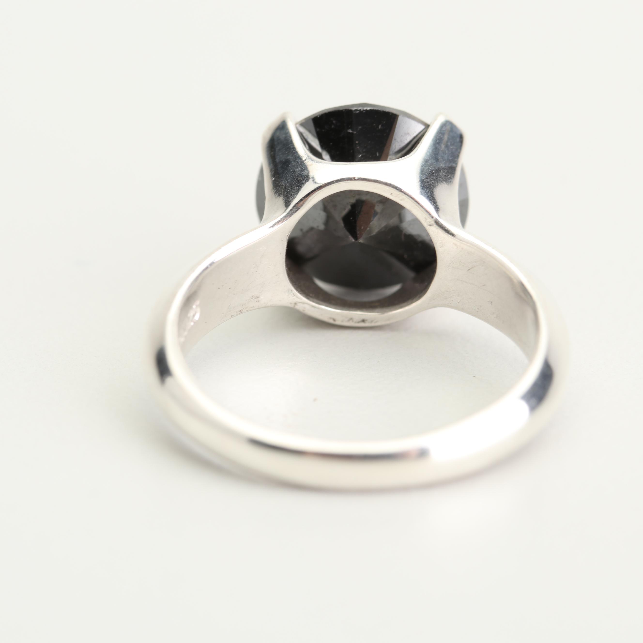 Sterling Silver 4.45 CT Black Diamond Ring
