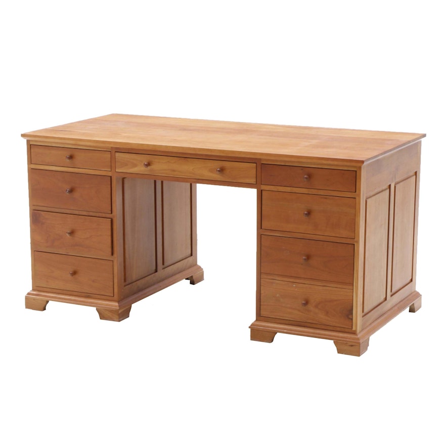 Contemporary Cherrywood Kneehole Desk by Harden