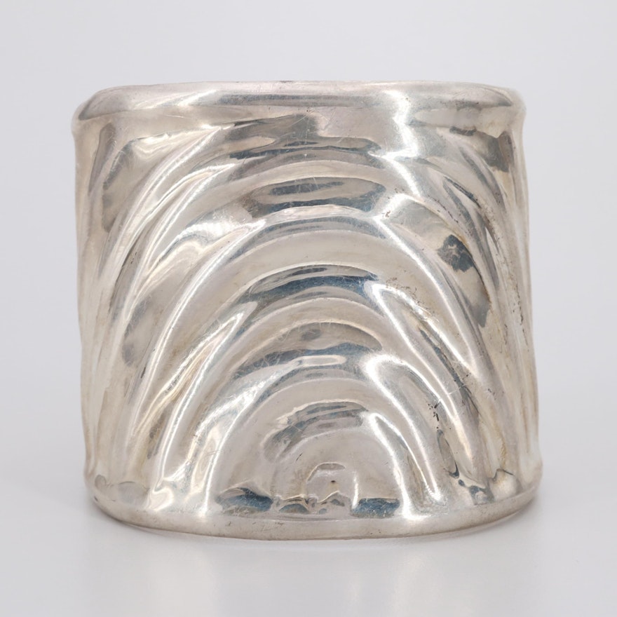 Taxco Sterling Silver Ribbed Cuff Bracelet