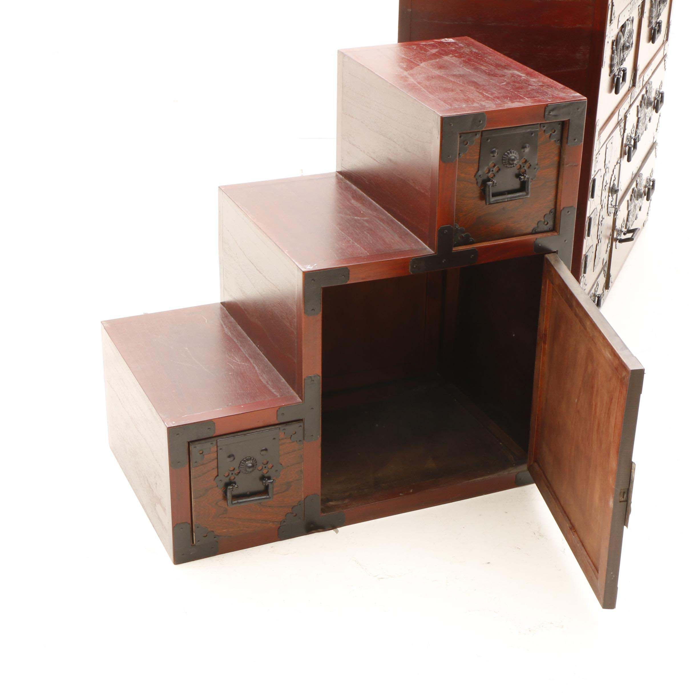 Japanese Double-Sided Step Tansu Cabinet