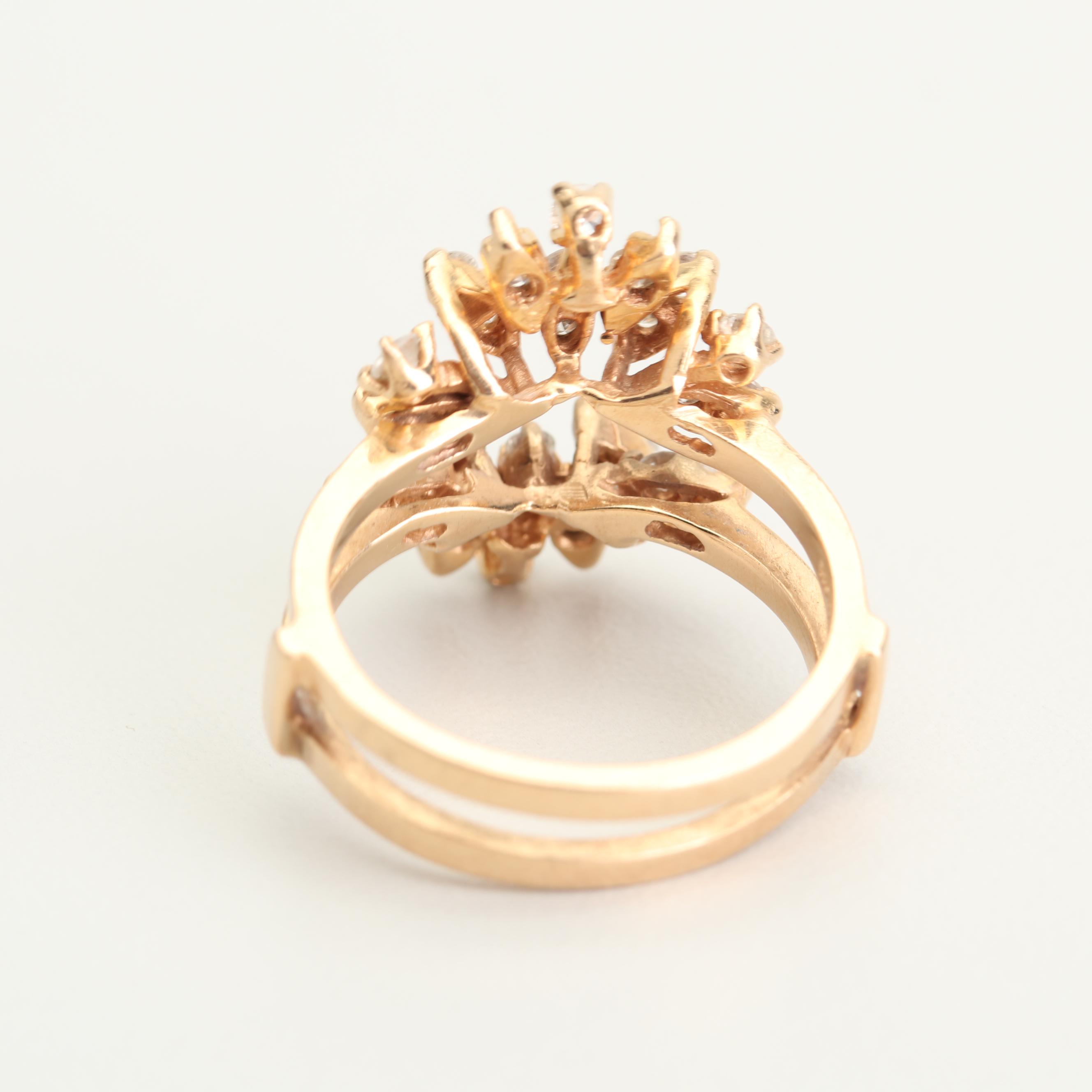 Exquisite 14K Yellow Gold Diamond Ring Guard