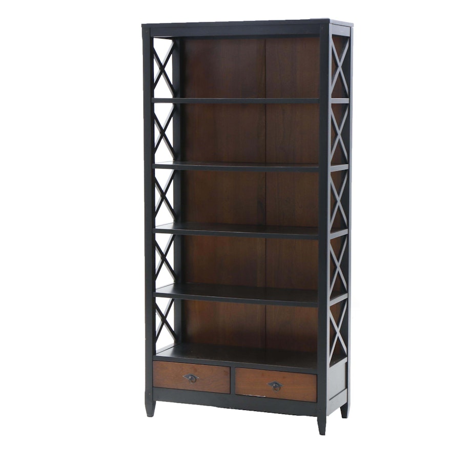 Contemporary Painted Wood Bookcase with Lattice Sides by Arhaus
