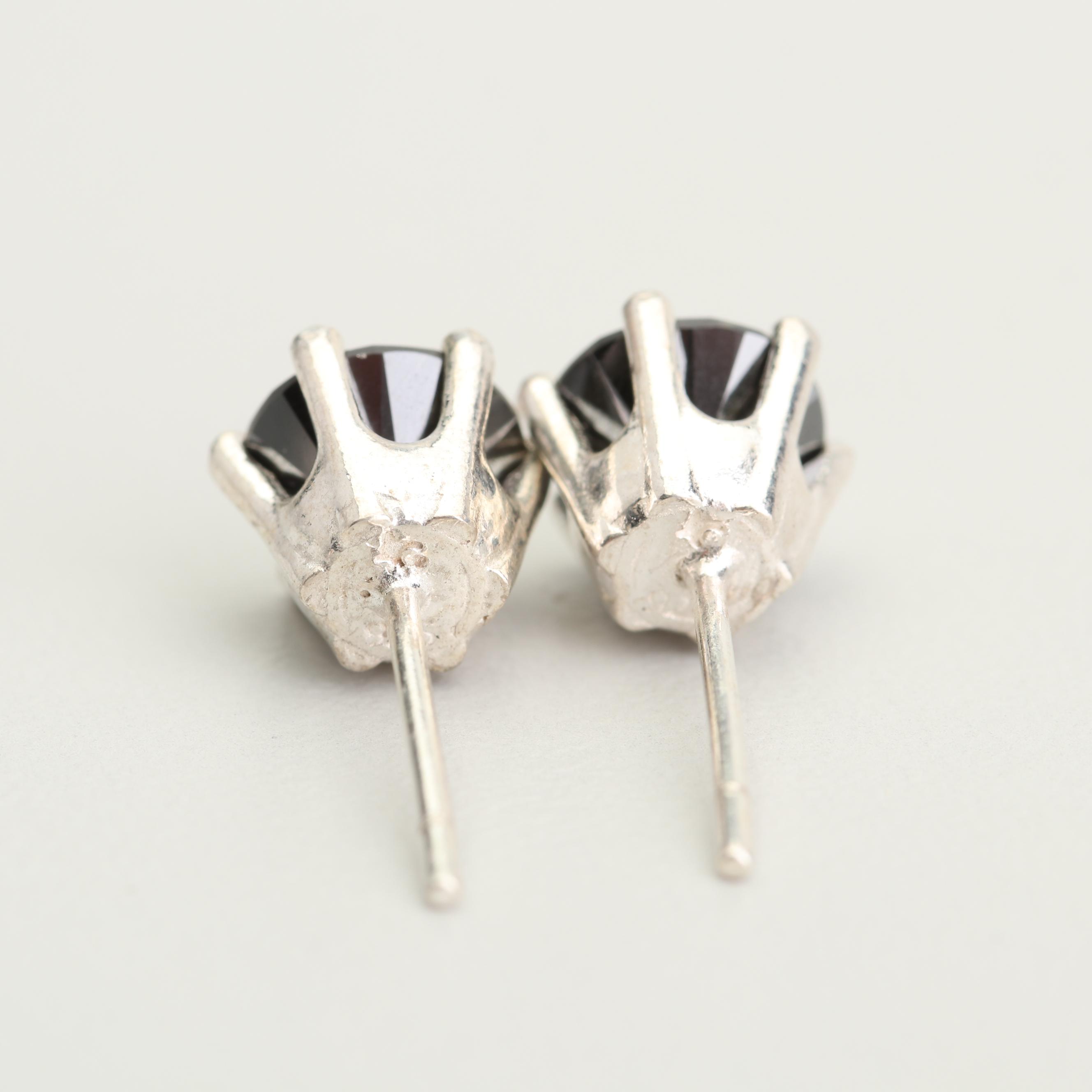 Sterling Silver 2.52 CTW Black Diamond Stud Earrings