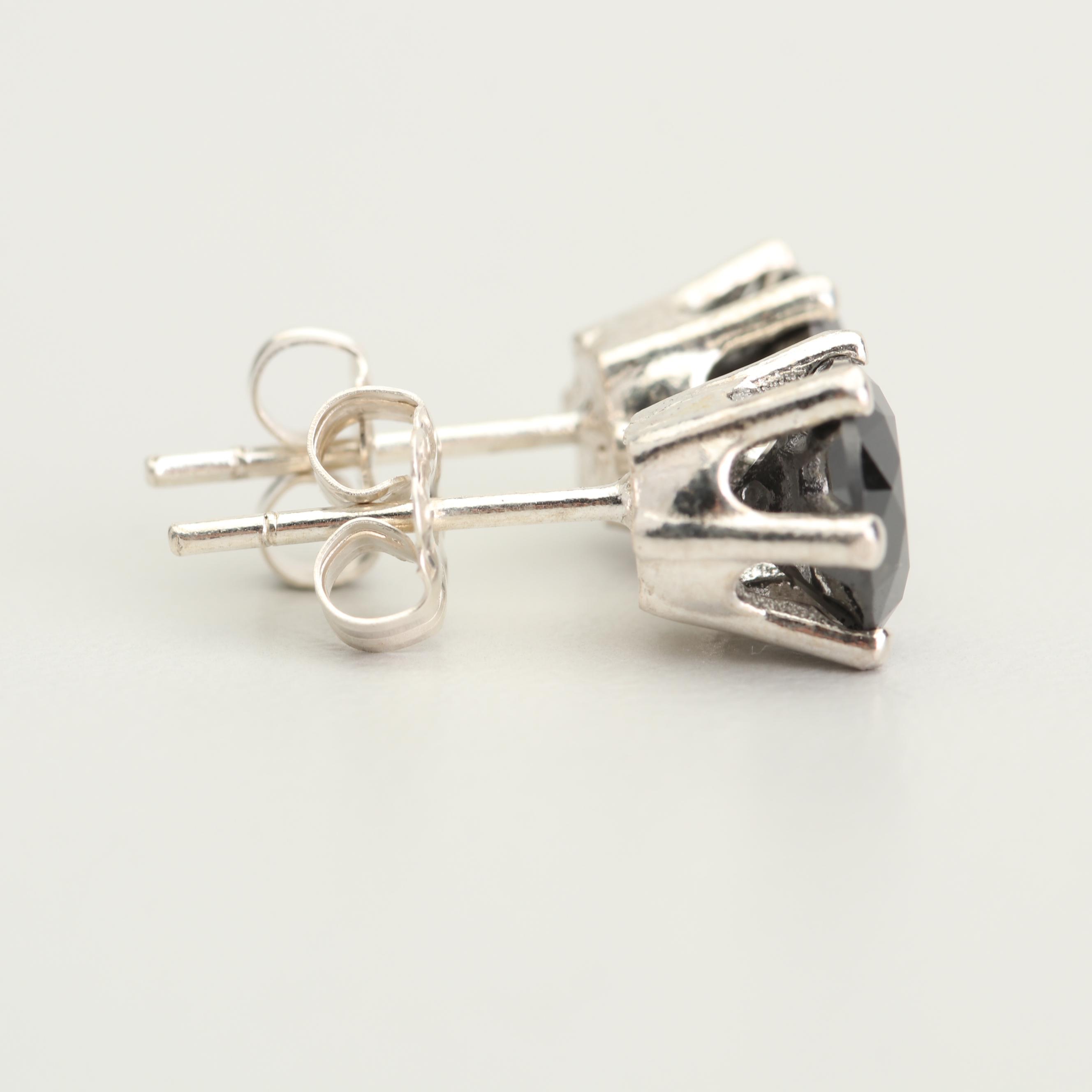 Sterling Silver 2.52 CTW Black Diamond Stud Earrings