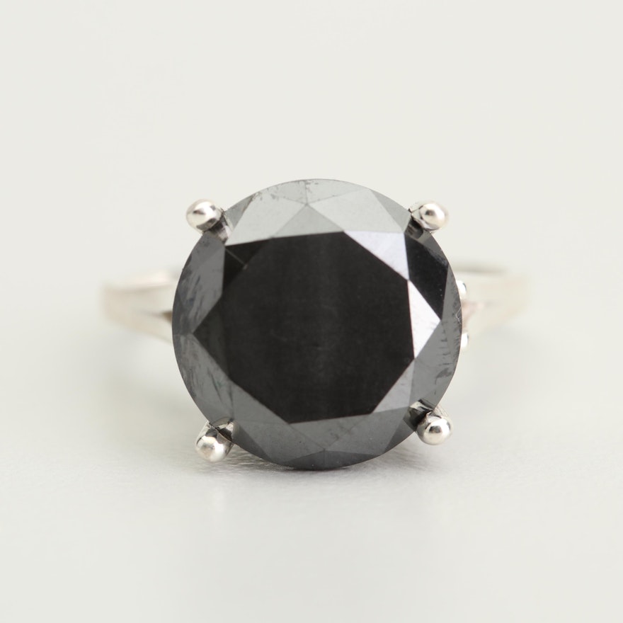 Sterling Silver 6.02 CT Black Diamond Ring