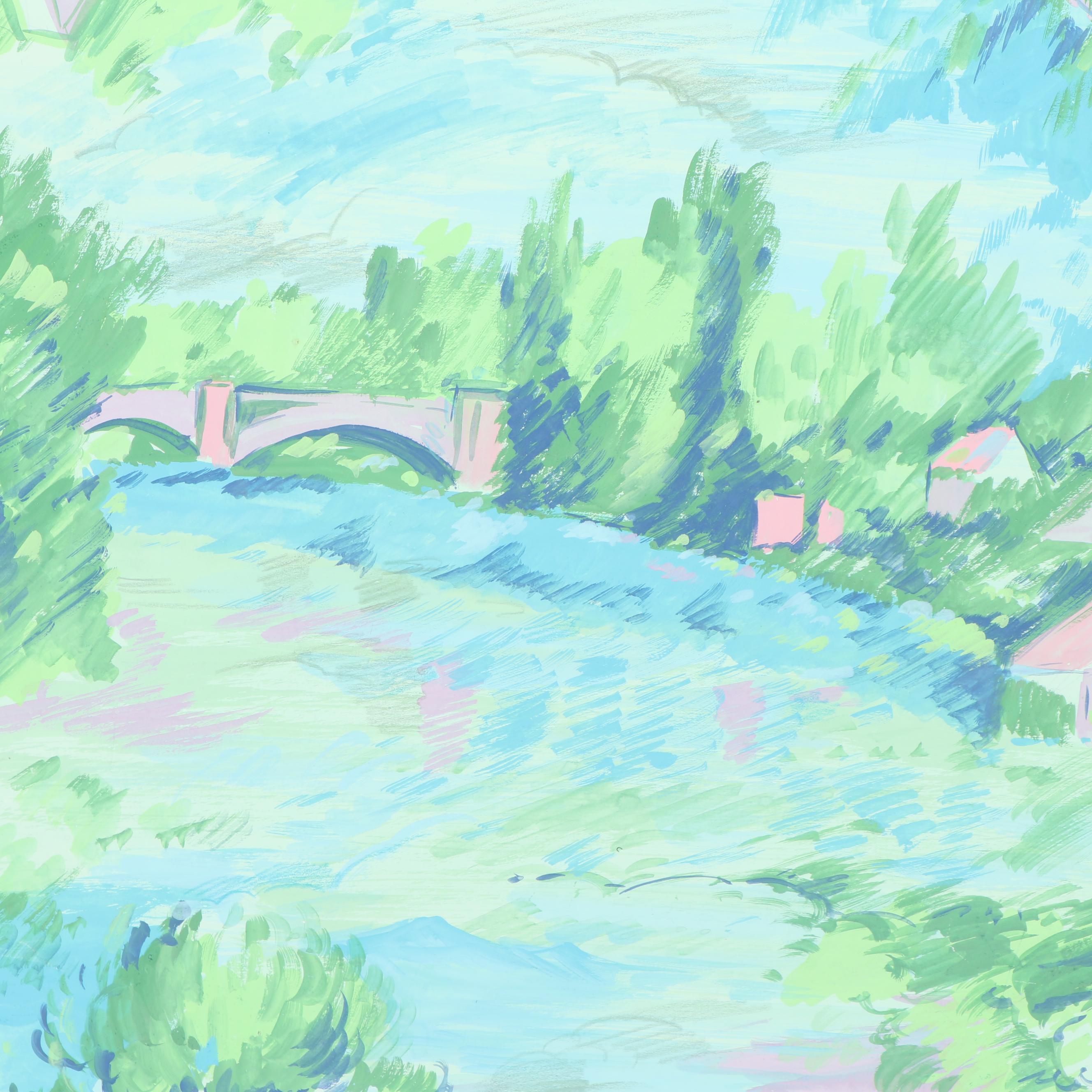 Marubeni Gouache Landscape Textile Design Proofs