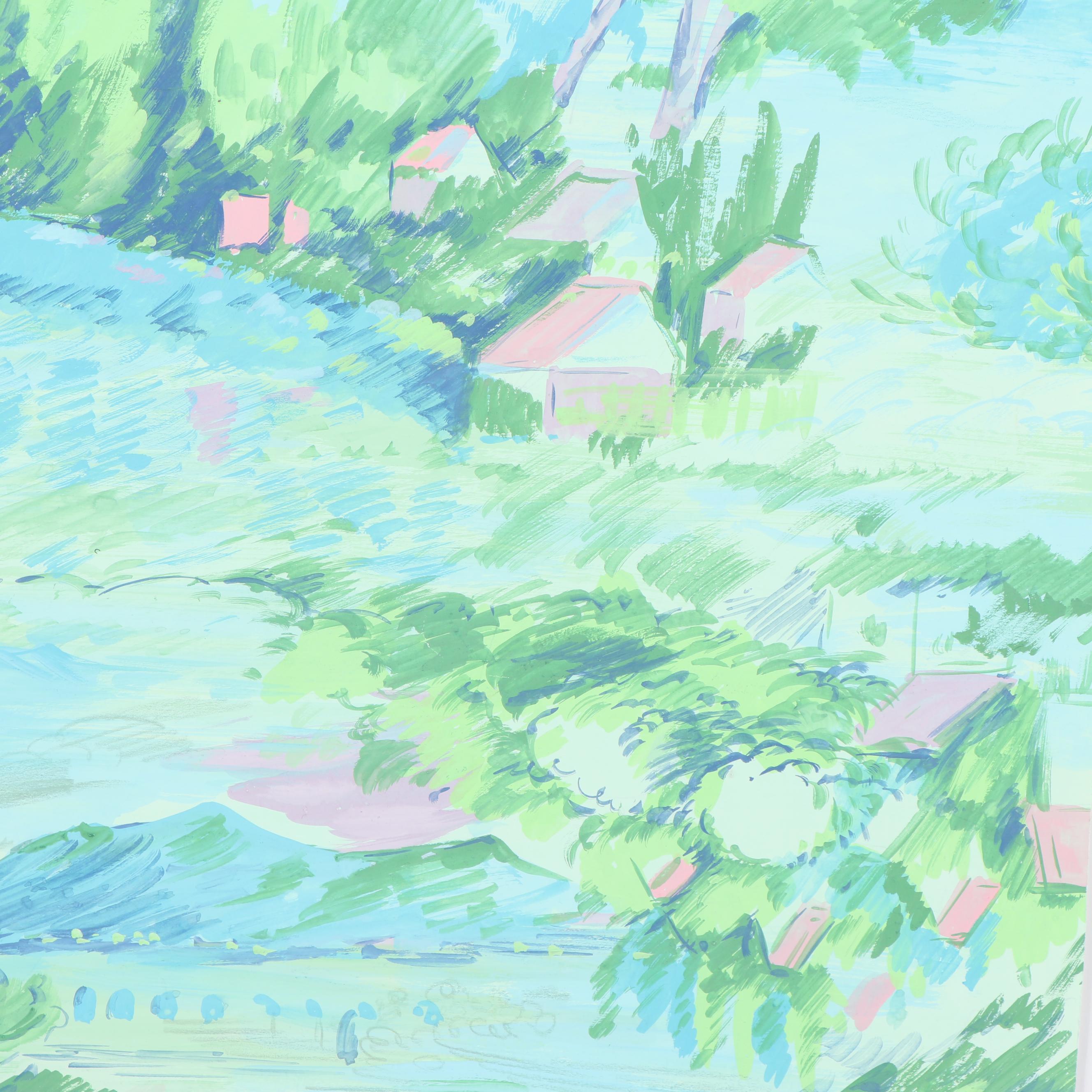 Marubeni Gouache Landscape Textile Design Proofs