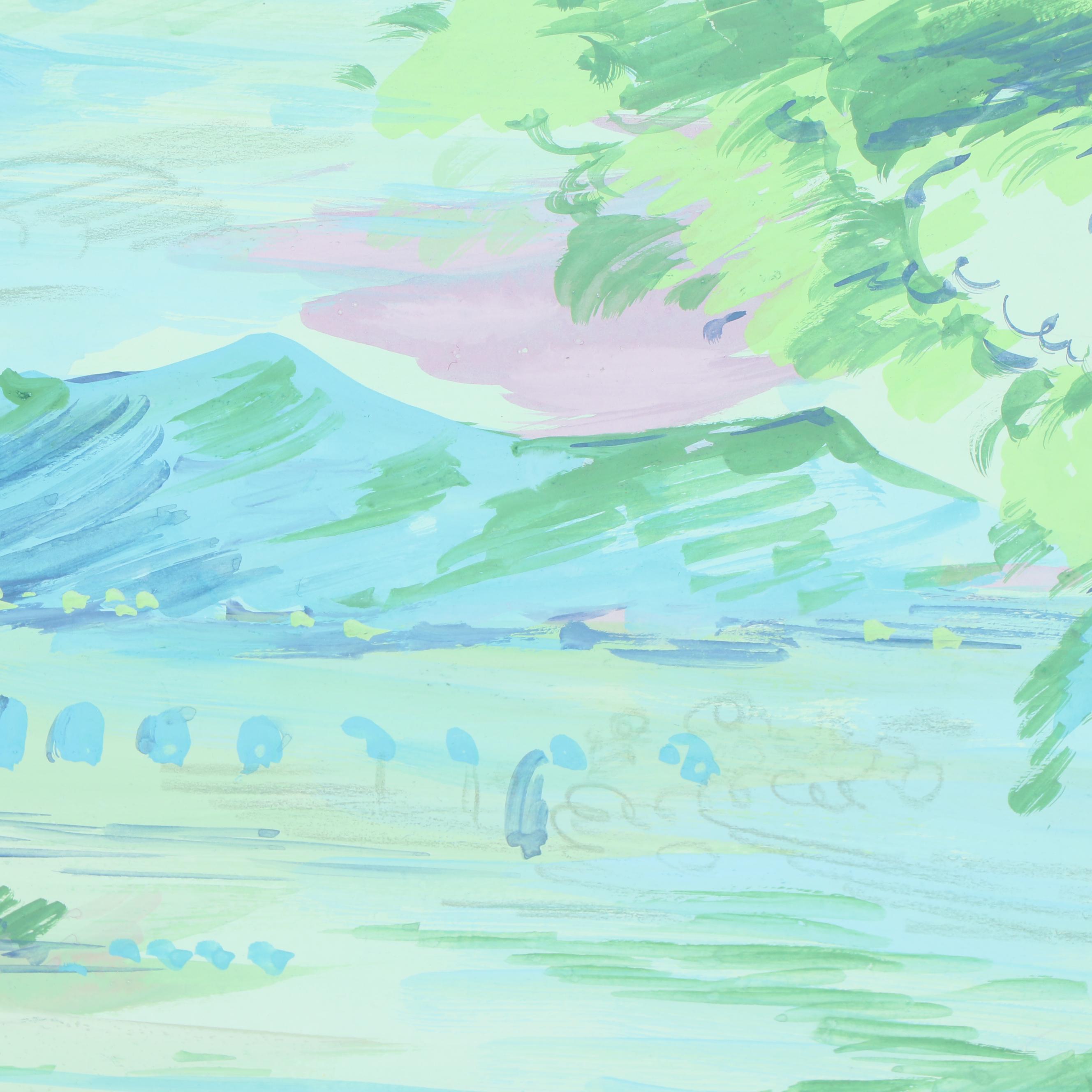 Marubeni Gouache Landscape Textile Design Proofs