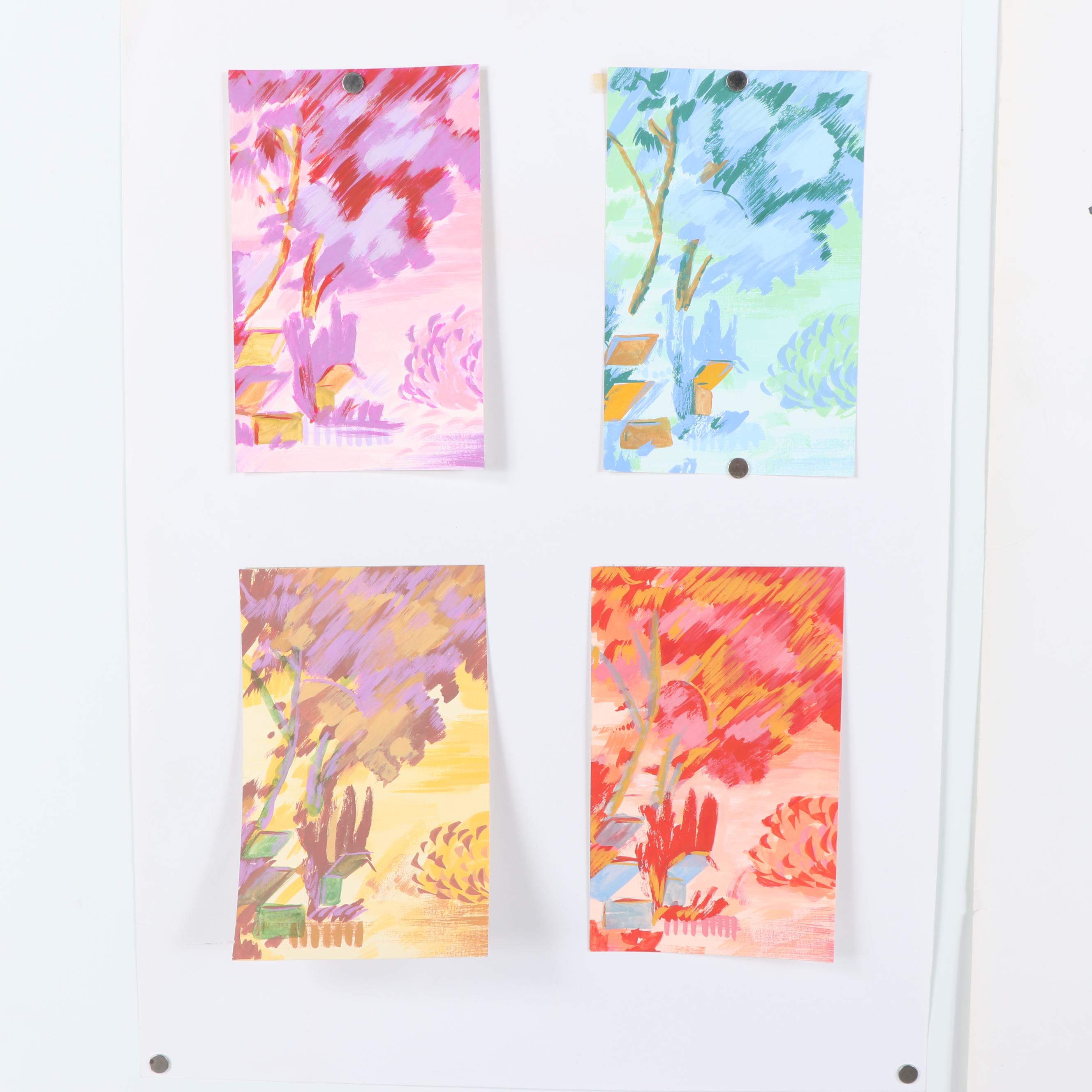 Marubeni Gouache Landscape Textile Design Proofs