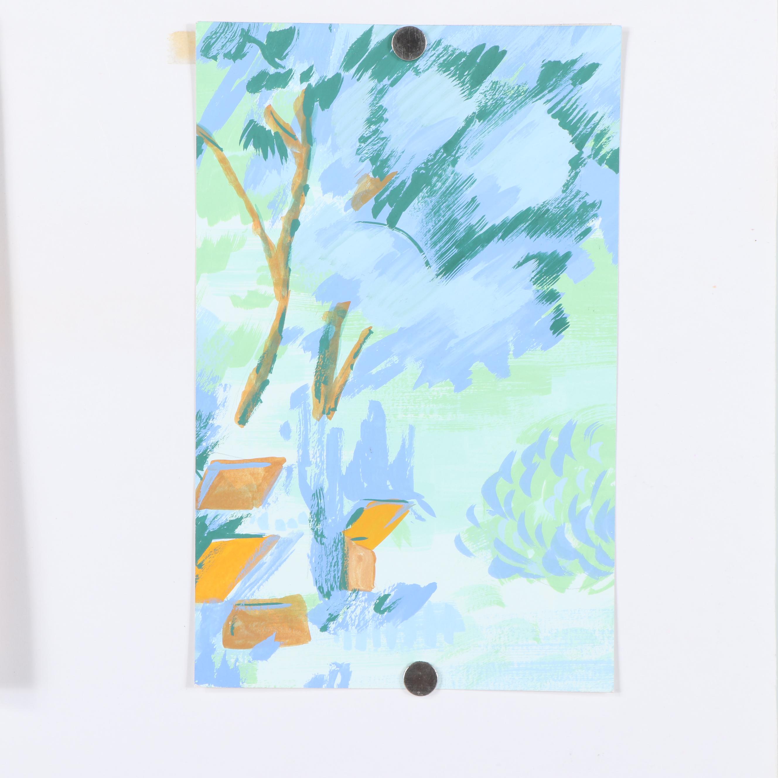 Marubeni Gouache Landscape Textile Design Proofs