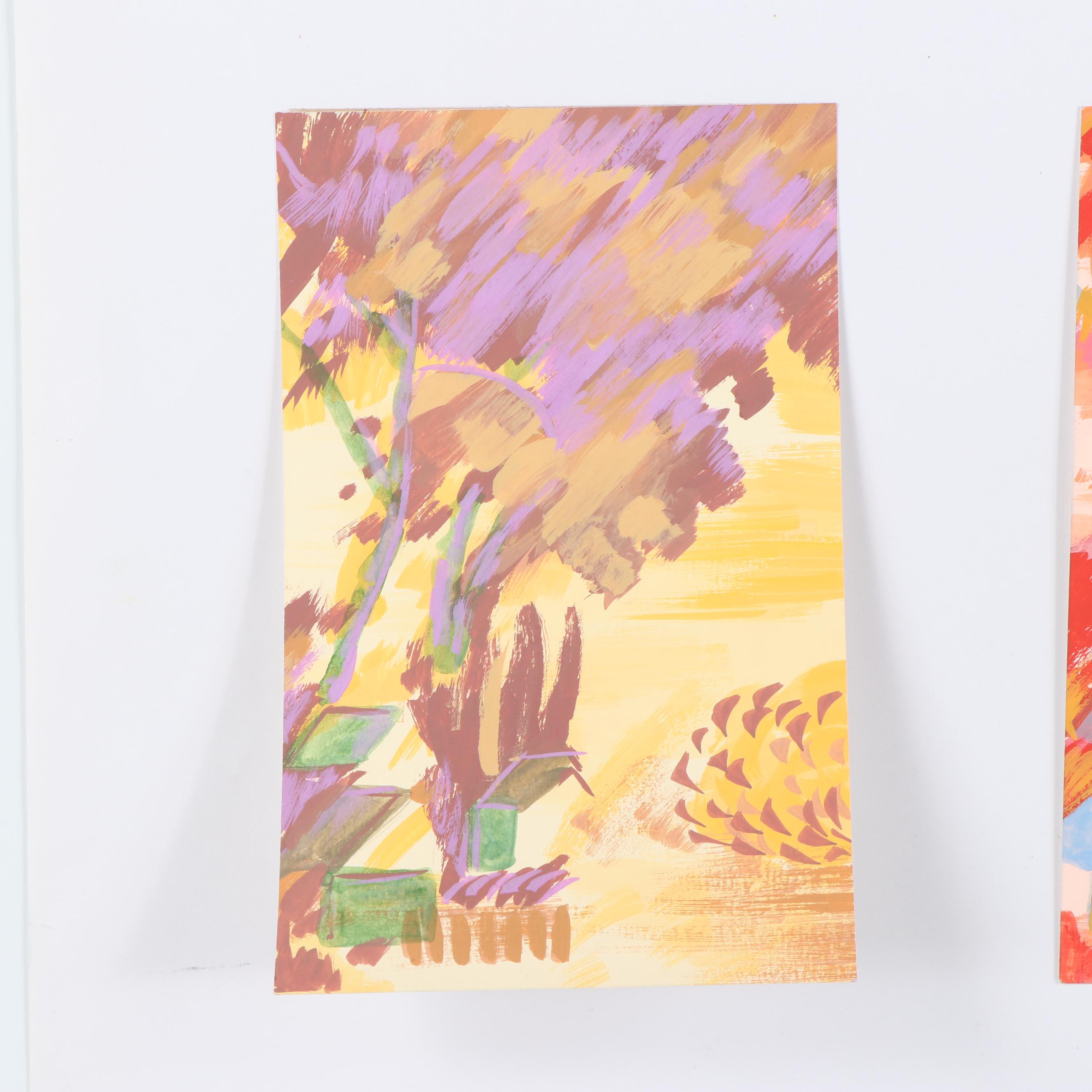 Marubeni Gouache Landscape Textile Design Proofs