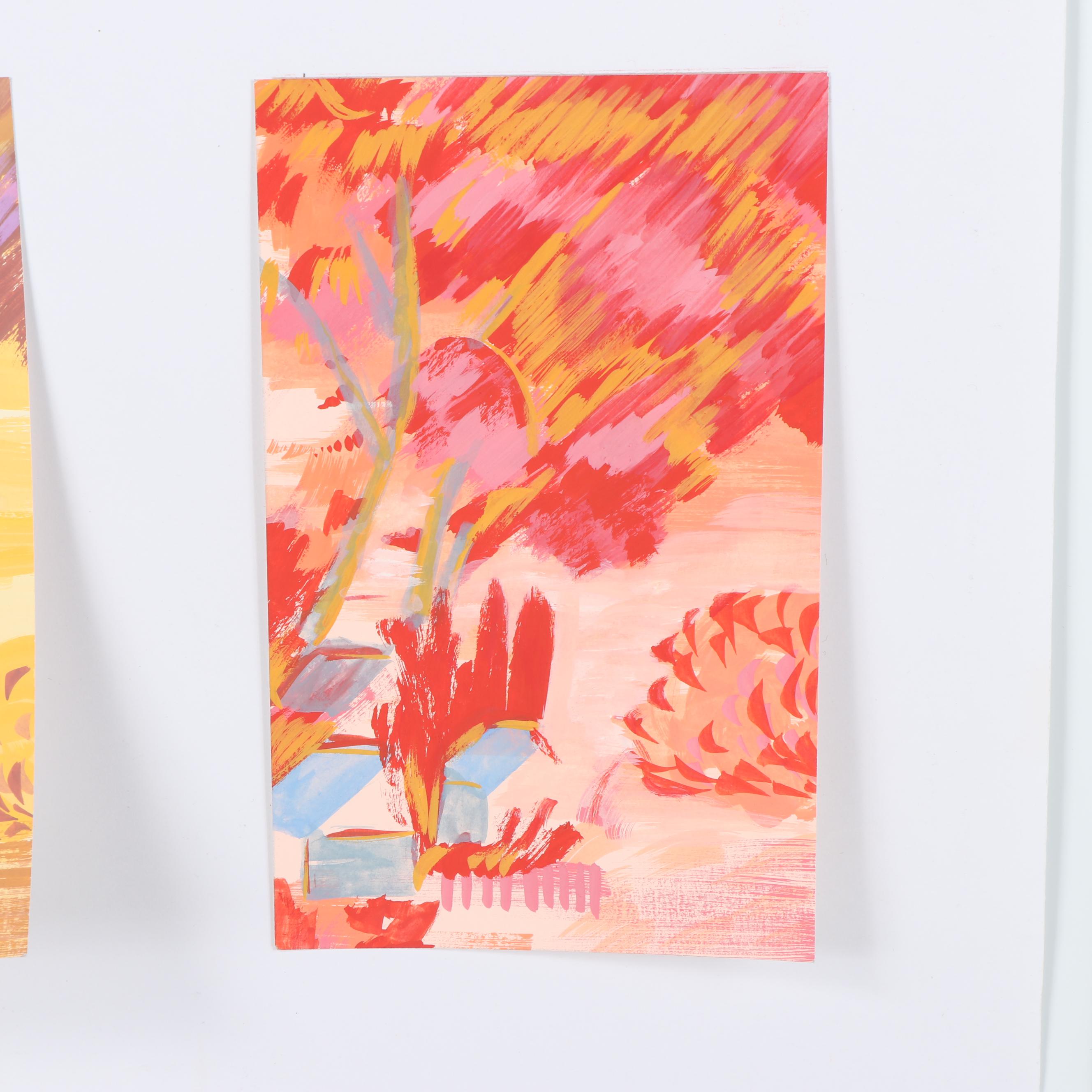 Marubeni Gouache Landscape Textile Design Proofs