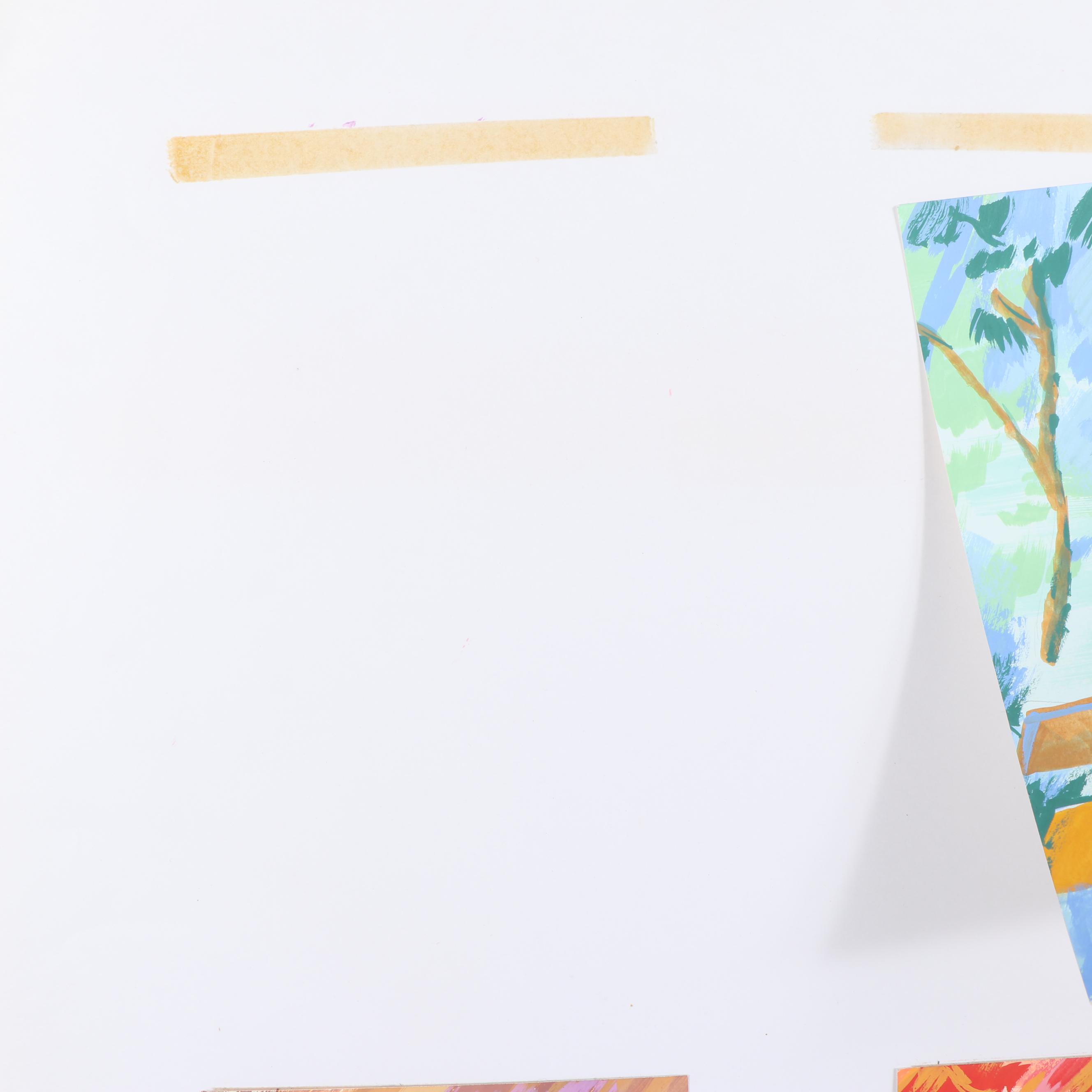 Marubeni Gouache Landscape Textile Design Proofs