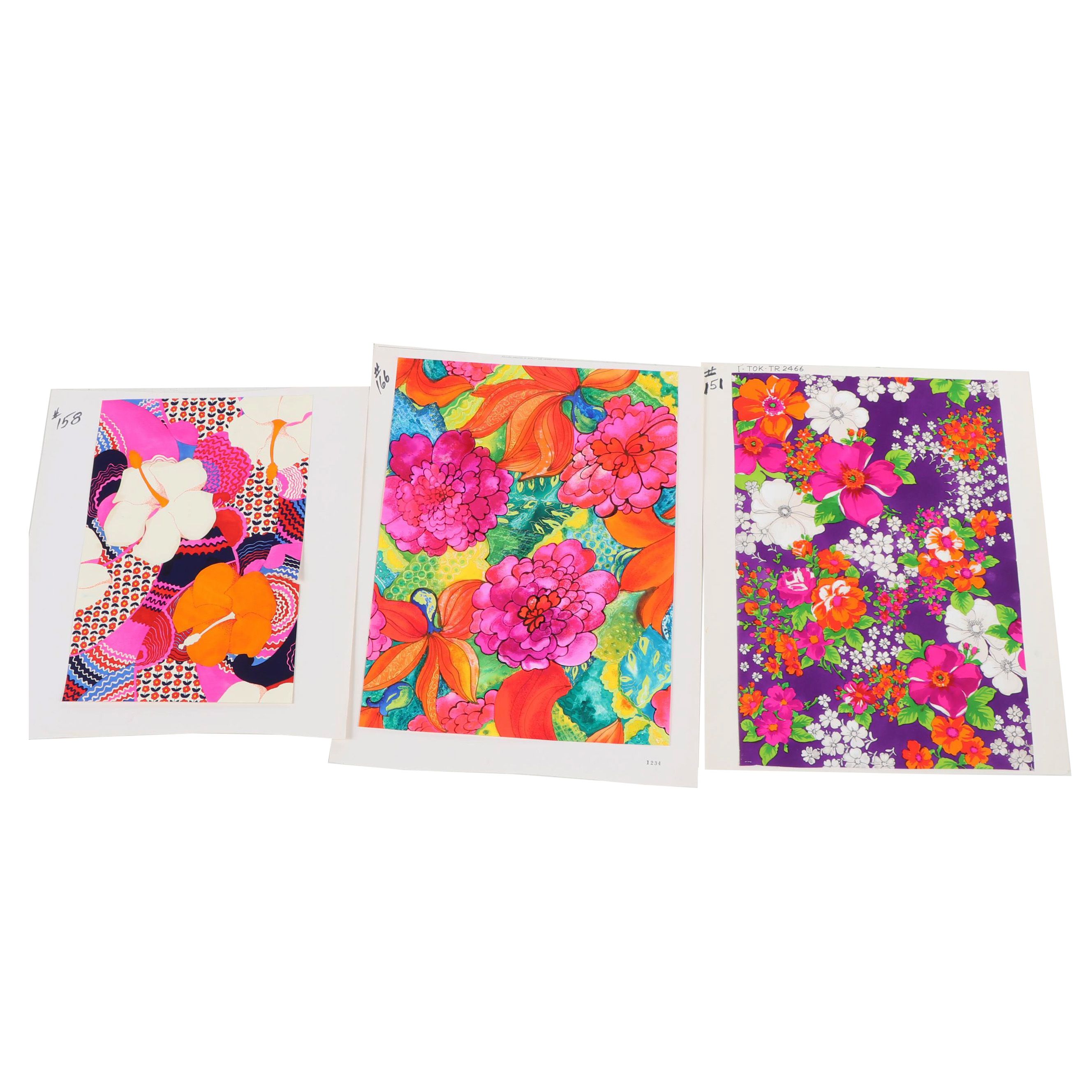 Marubeni, Kanebo, and T.C.D.C Gouache and Watercolor Textile Pattern Designs