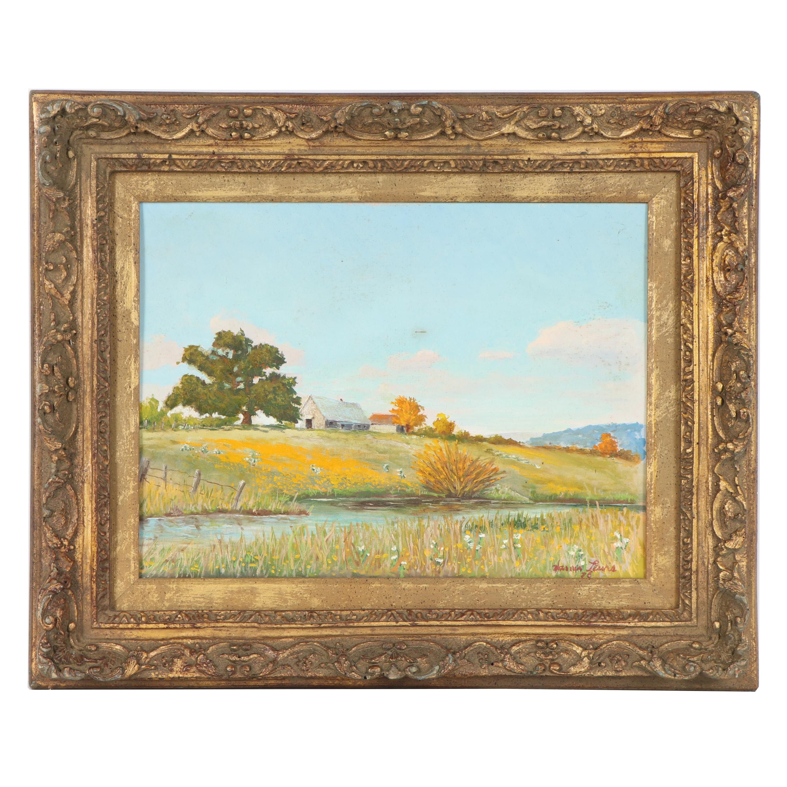 Warner Lewis Oil Painting of Rural Landscape