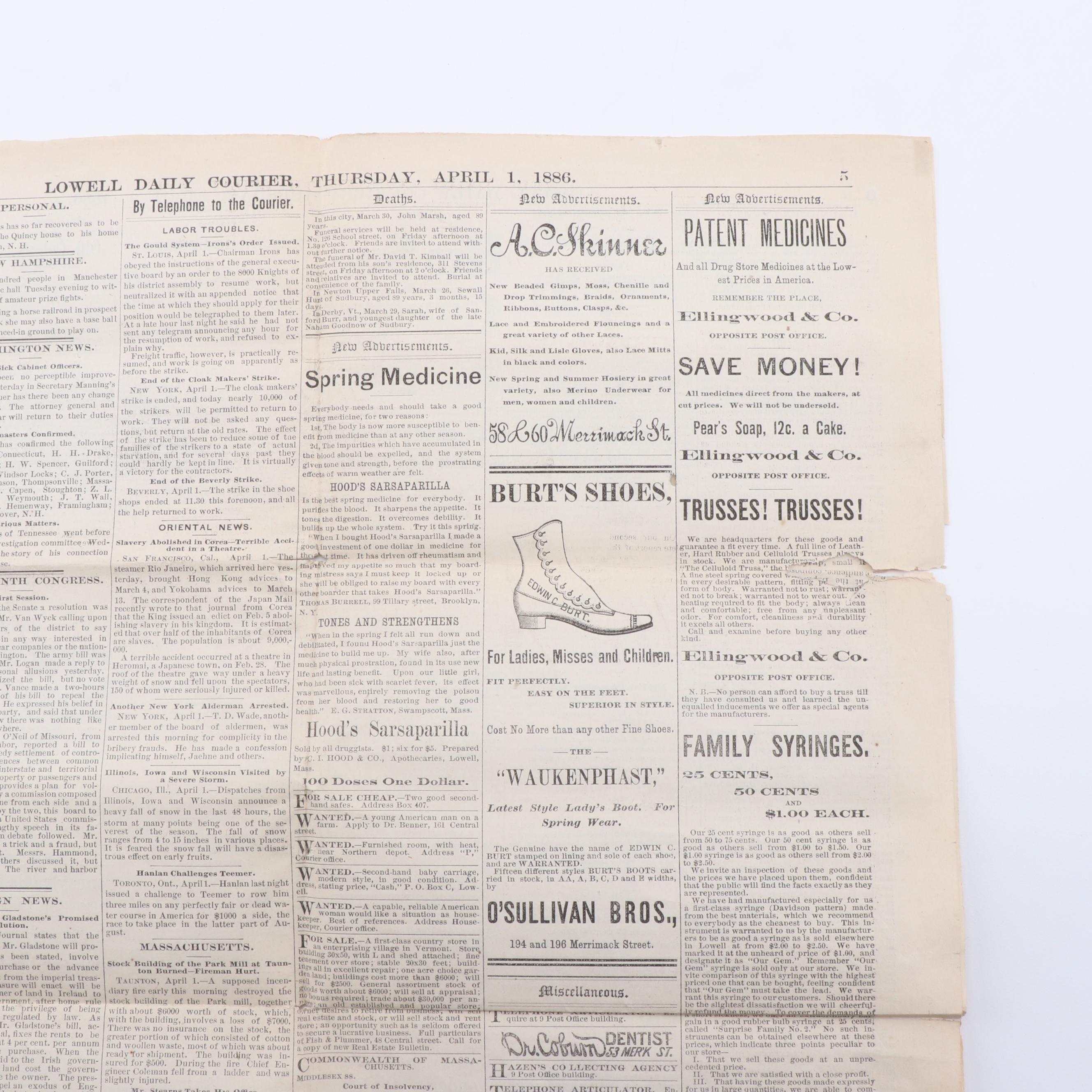 Lowell MA 50th Anniversary Invitations and Other Ephemera, 1880s