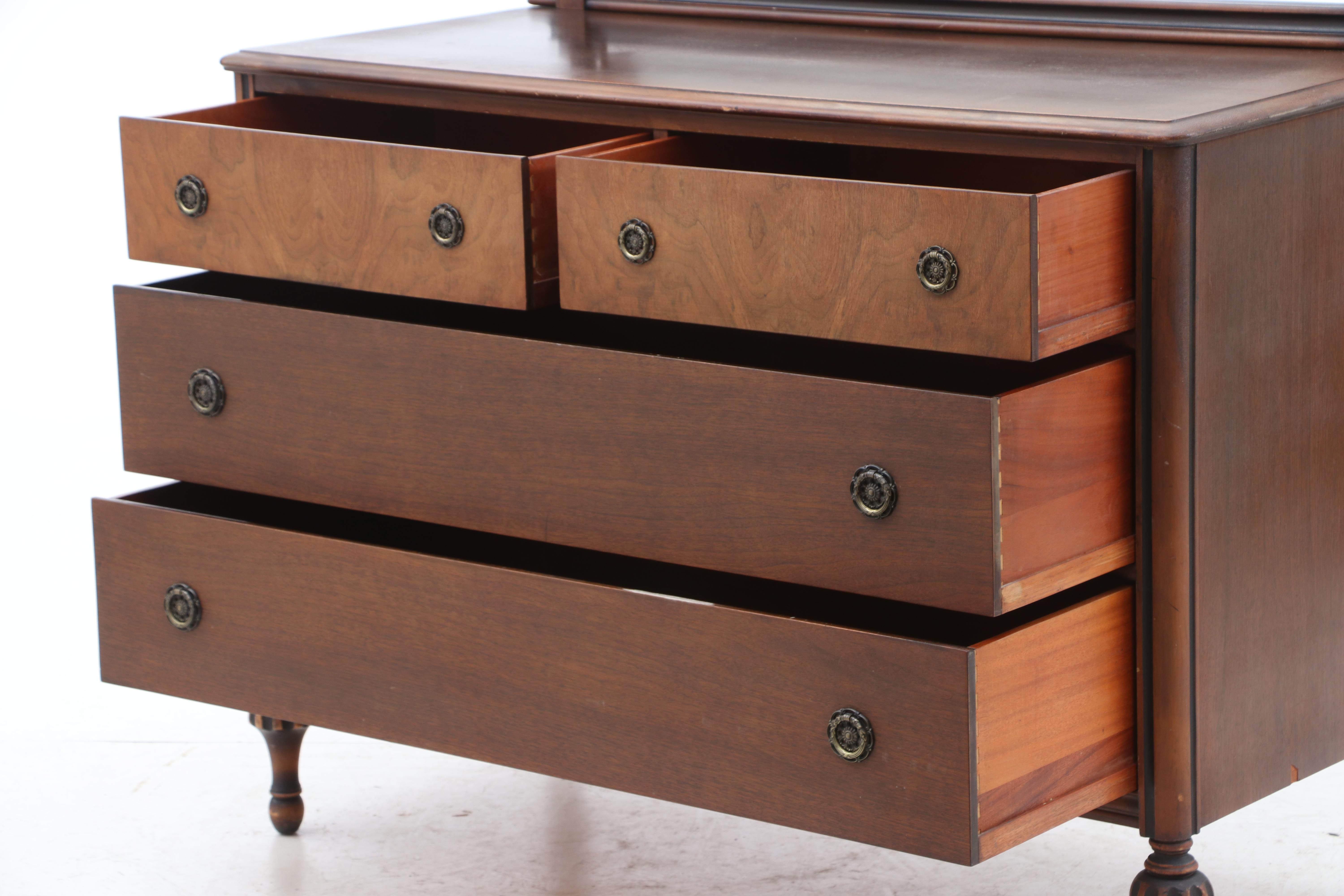 Berkey & Gay Furniture Chest of Drawers with Mirror in Walnut