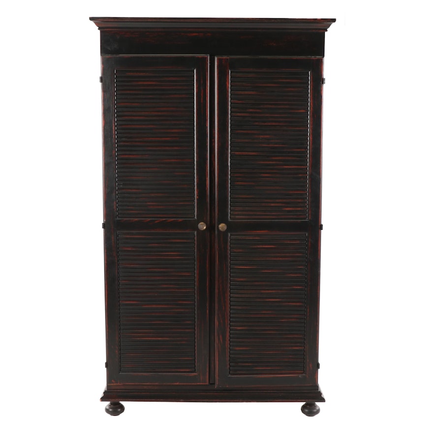 Contemporary Mahogany Stained Wood Media Armoire