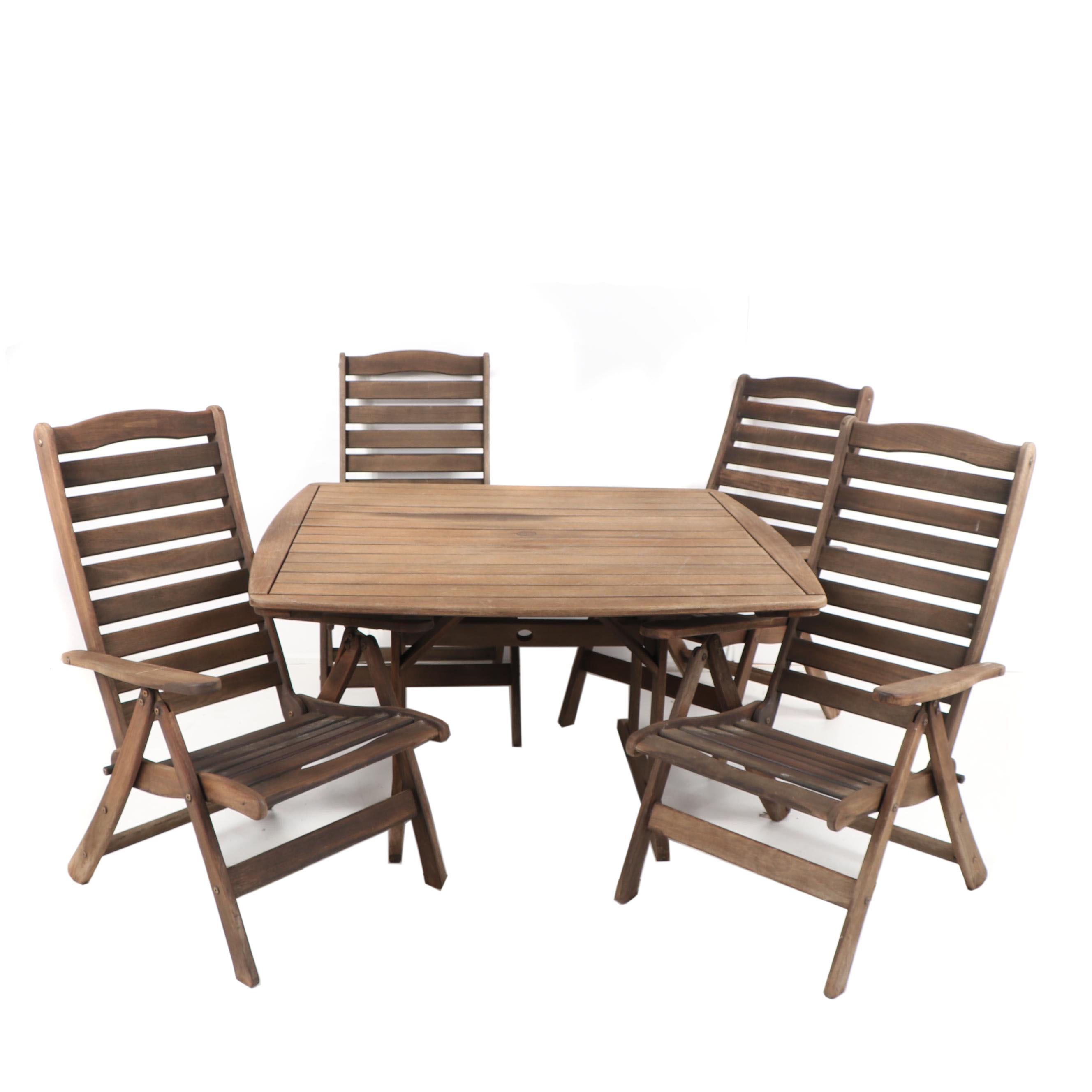 Ipe Patio Dining Table with Folding Armchairs by Jensen Jarrah, 21st Century