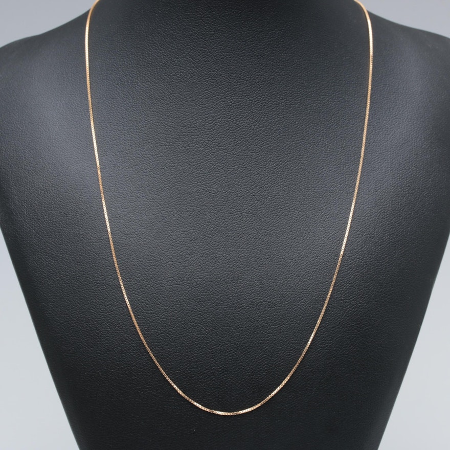 18K Yellow Gold Box Chain Necklace