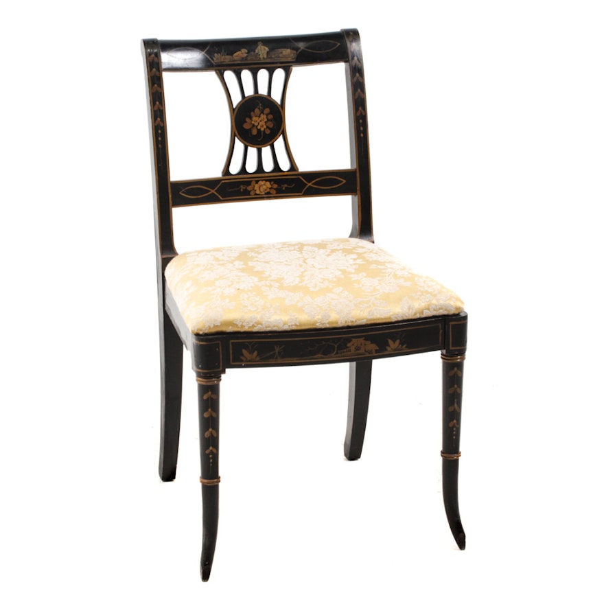 Early 19th Century Continental Chinoiserie Chair with Damask Seat