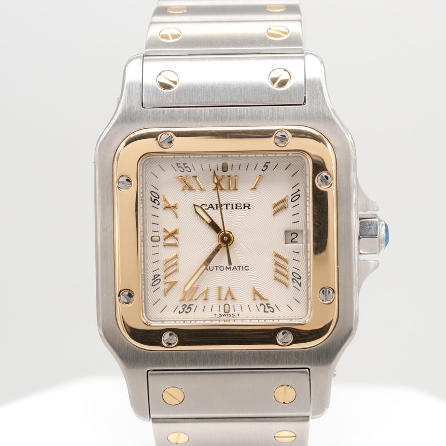 Cartier Santos Galbée Stainless Steel and 18K Yellow Gold Wristwatch