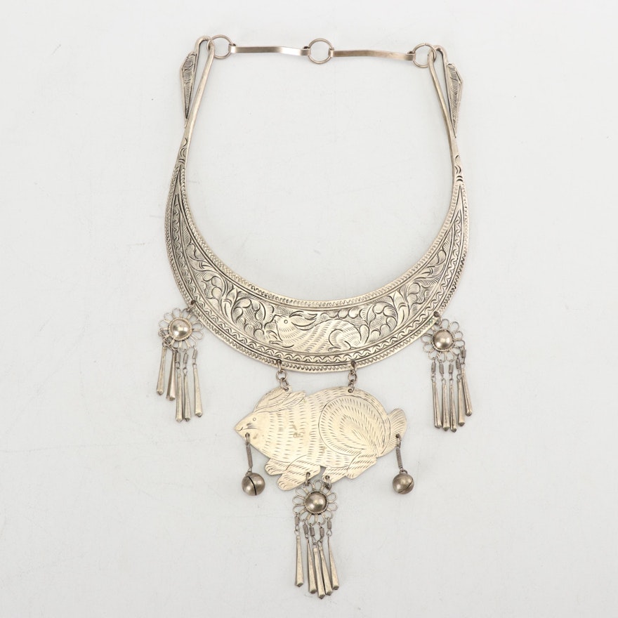 Vintage Silver Plated Cuff Necklace