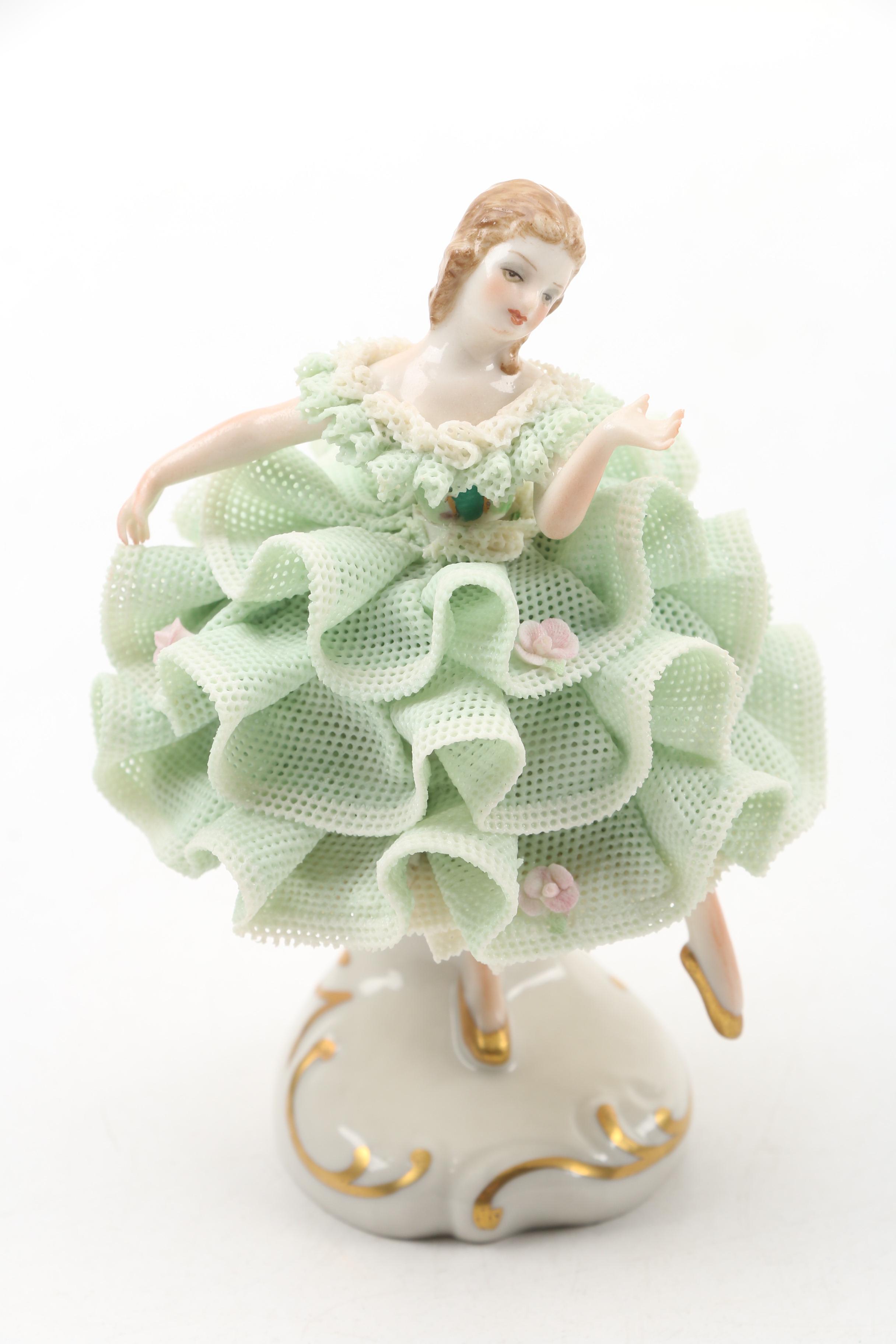 Irish Dresden "Lorraine" and "Two is Company" Porcelain Figurines