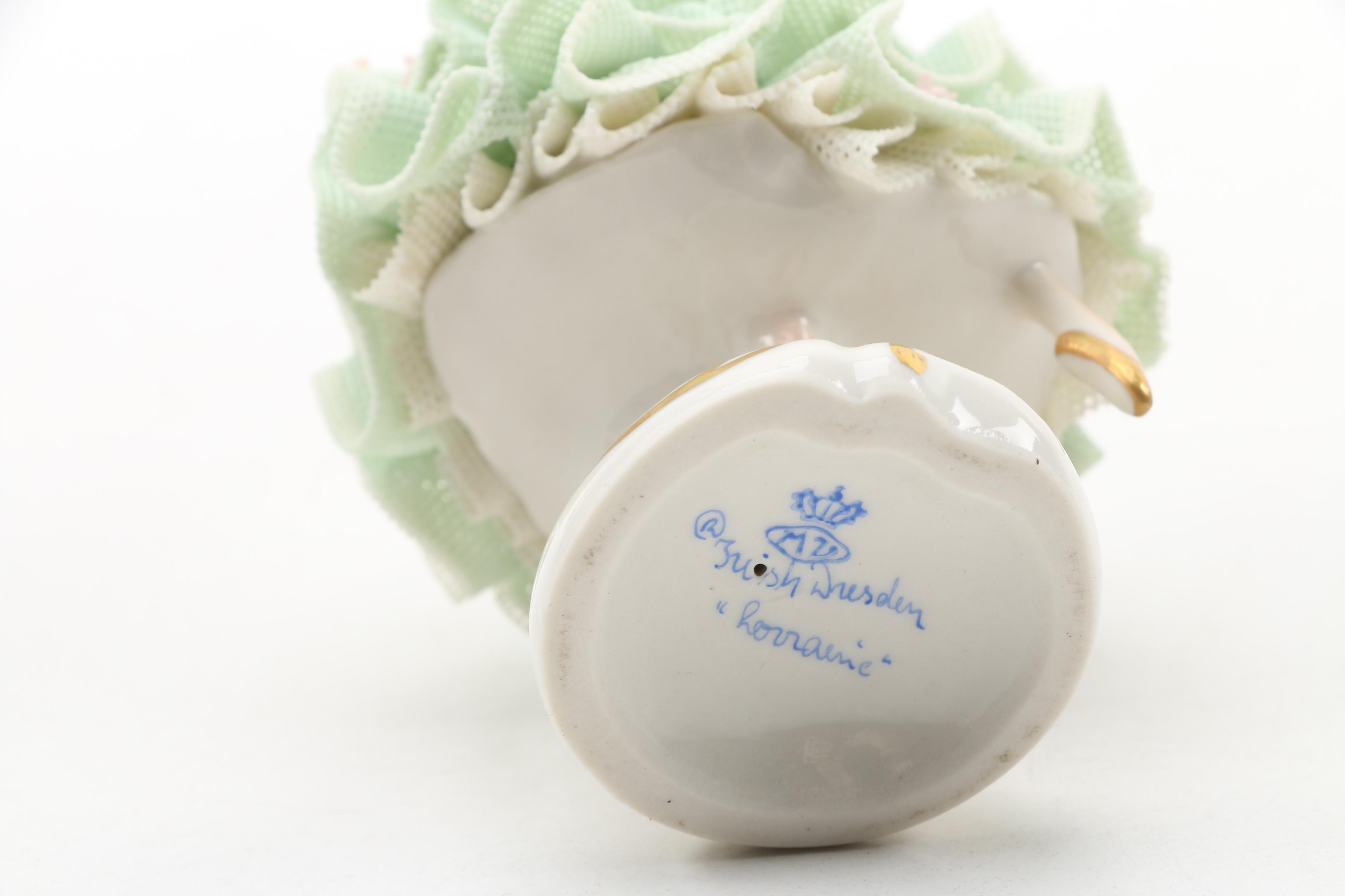 Irish Dresden "Lorraine" and "Two is Company" Porcelain Figurines