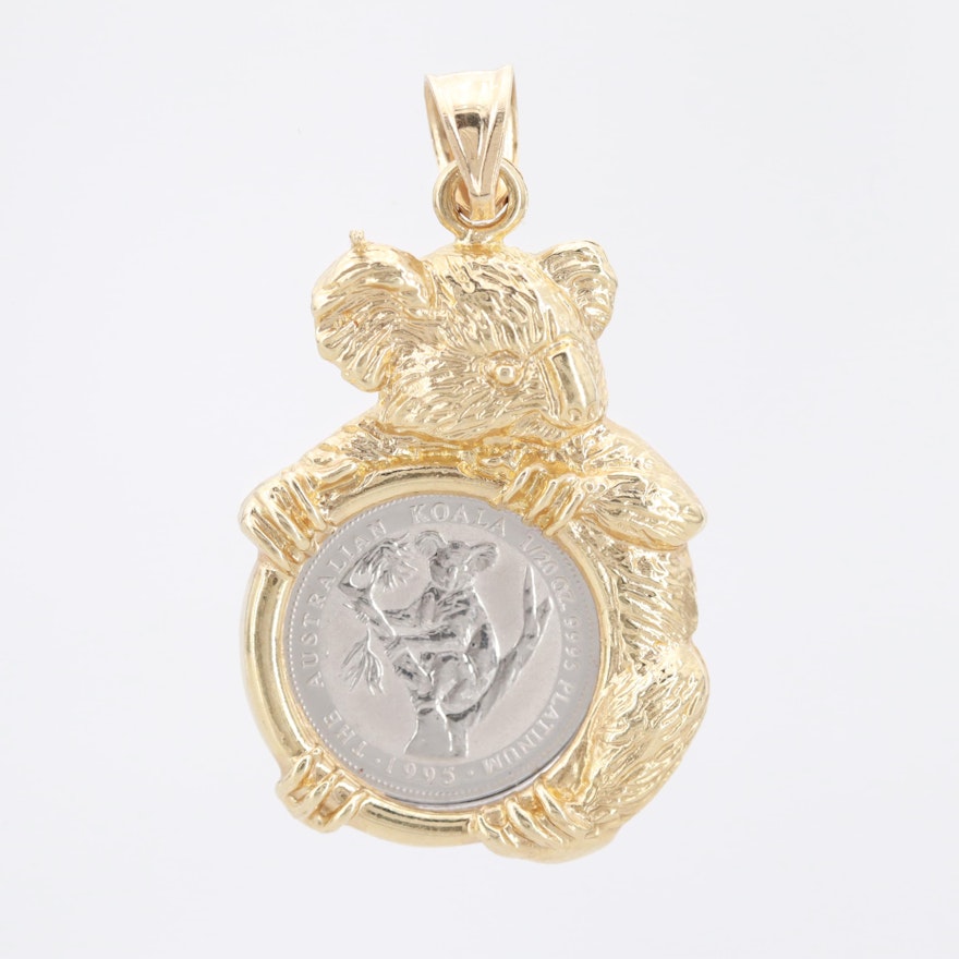 14K Yellow Gold Pendant with 1995 Australian $5 Koala Platinum Bullion Coin