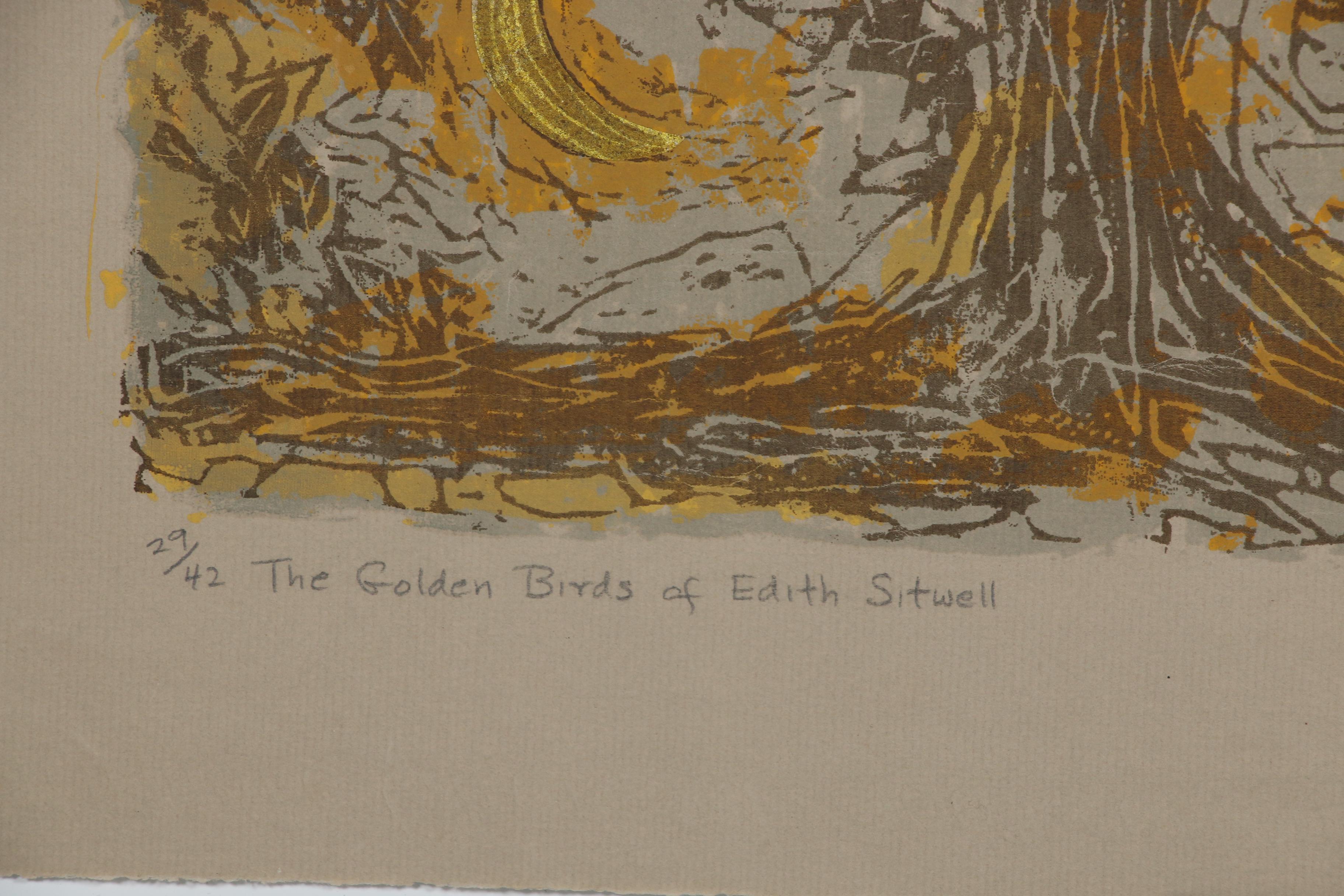 Joan Drew Embellished Serigraph "The Golden Birds of Edith Sitwell"