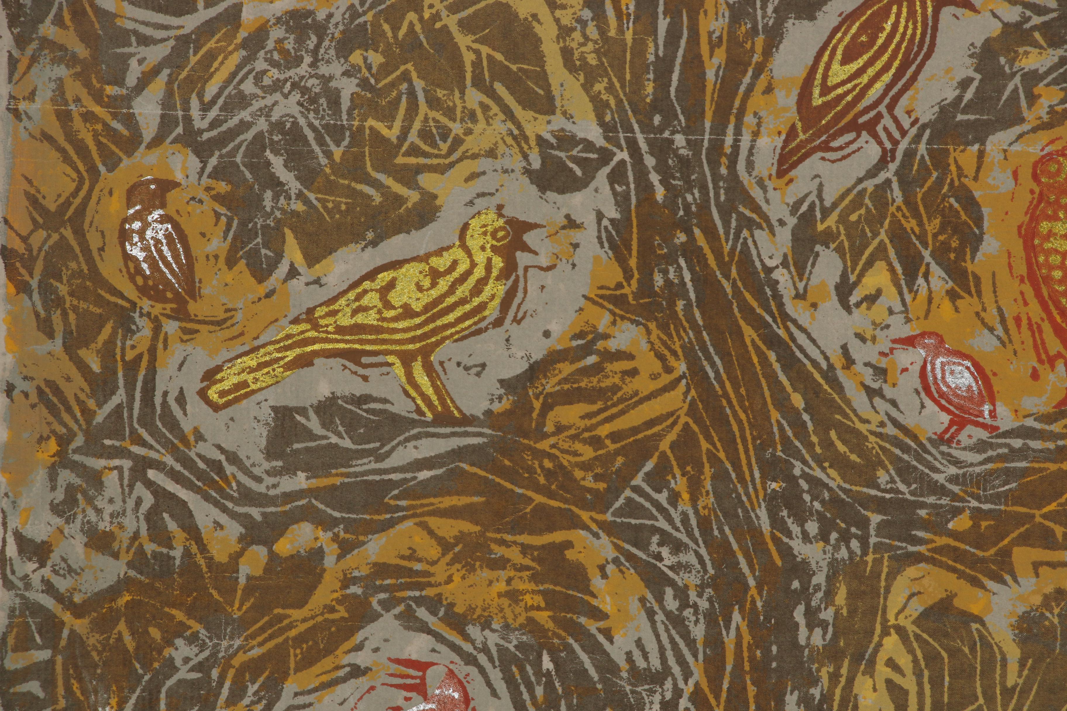 Joan Drew Embellished Serigraph "The Golden Birds of Edith Sitwell"