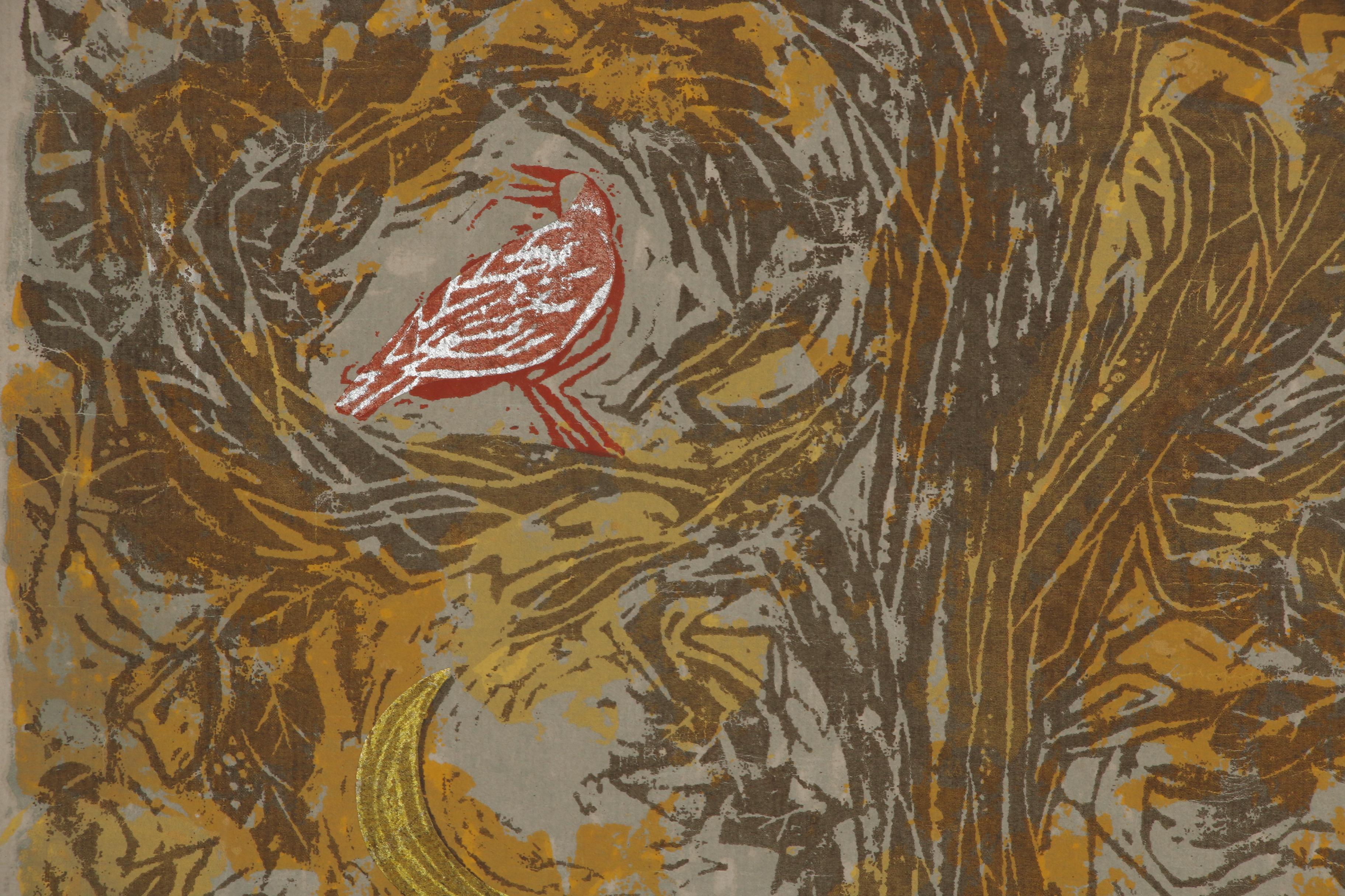 Joan Drew Embellished Serigraph "The Golden Birds of Edith Sitwell"