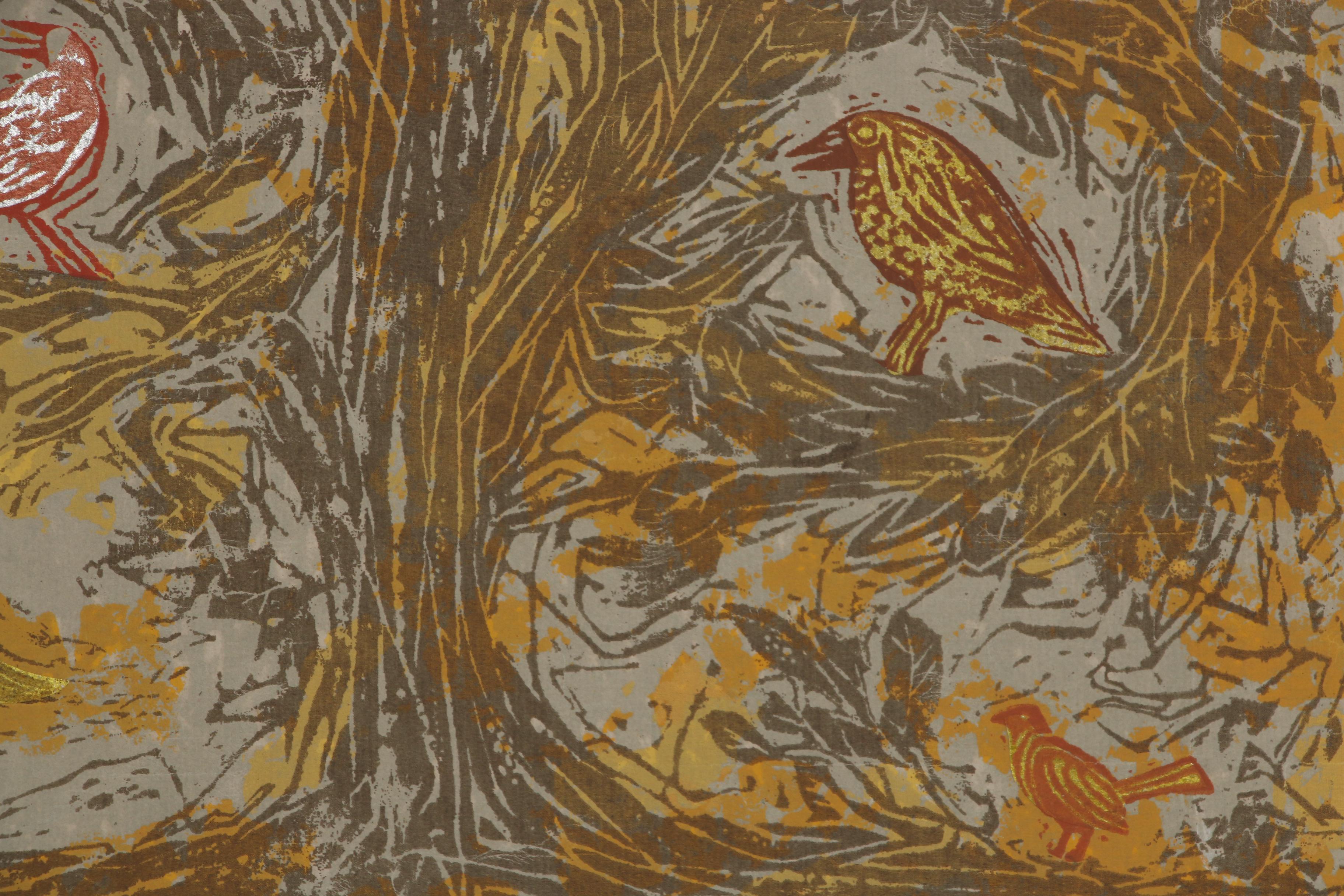 Joan Drew Embellished Serigraph "The Golden Birds of Edith Sitwell"