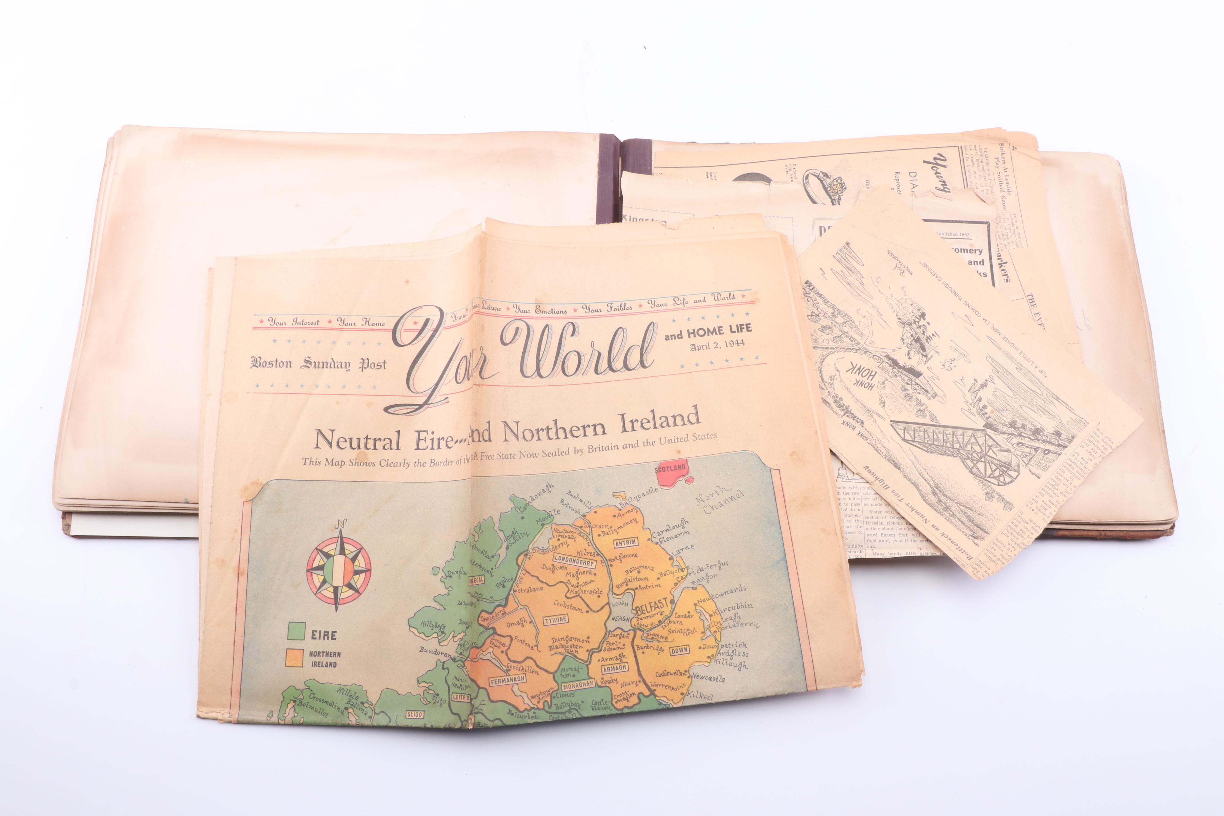 Scrapbook with Albumen Furniture Sales Photo, Postcards and More