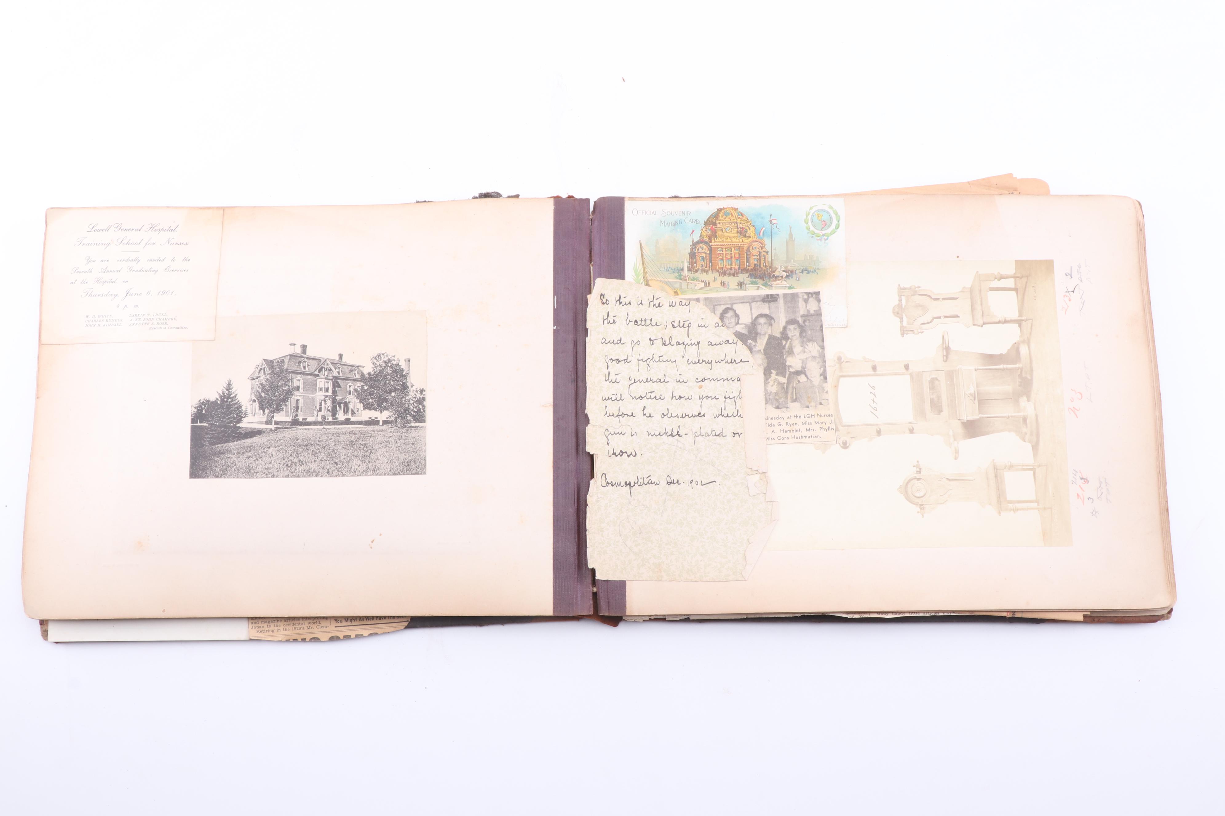 Scrapbook with Albumen Furniture Sales Photo, Postcards and More