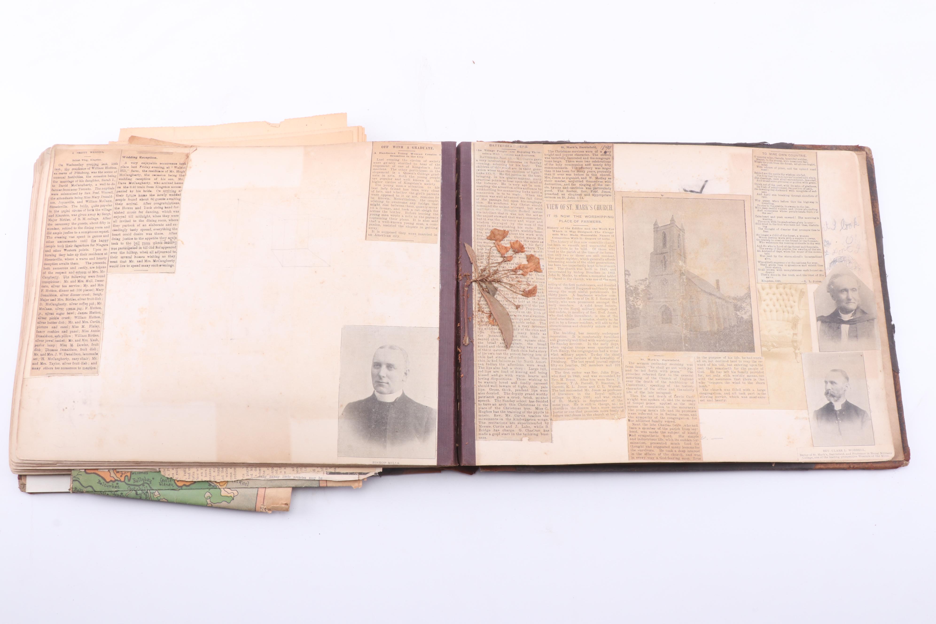 Scrapbook with Albumen Furniture Sales Photo, Postcards and More