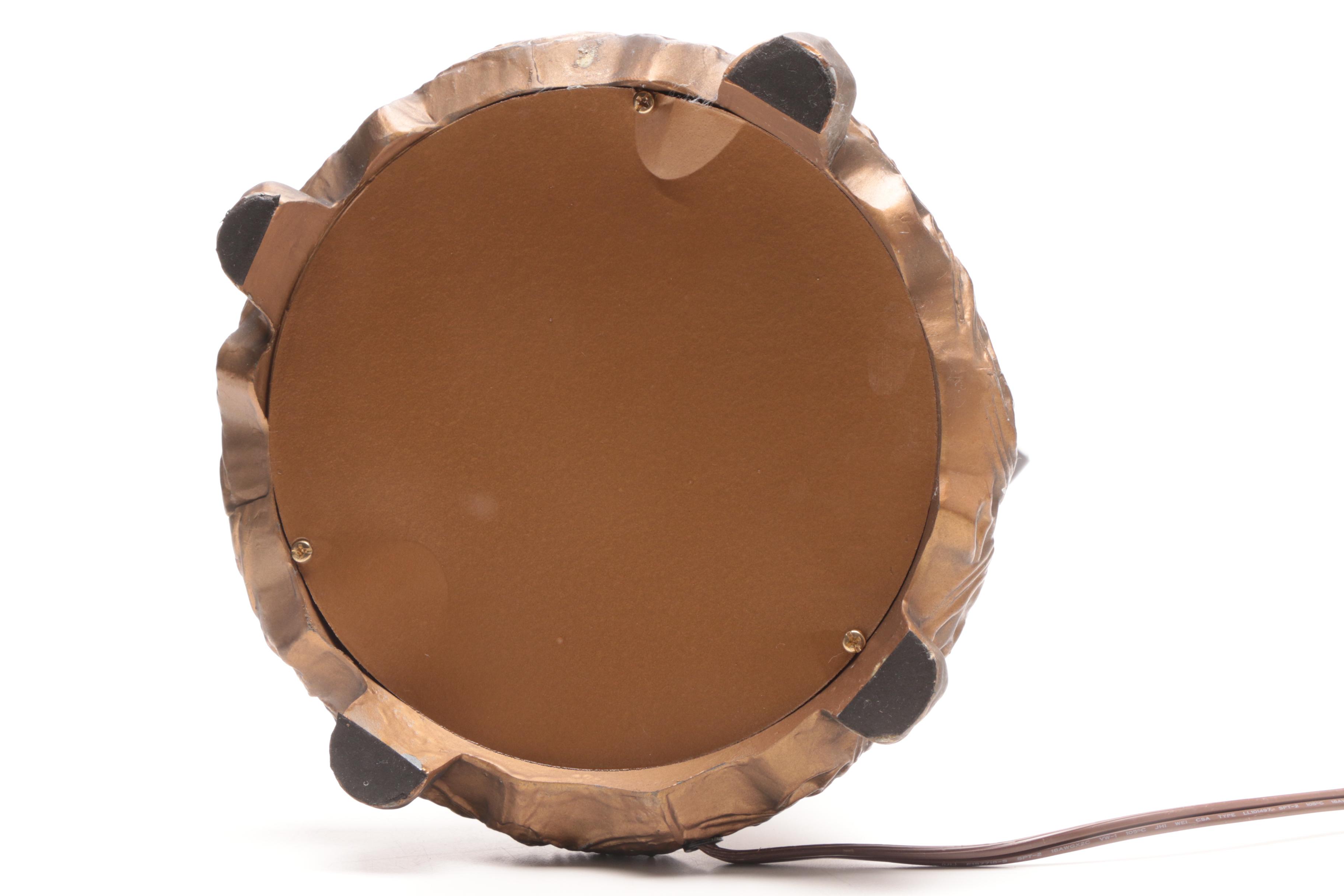 Cast Metal Table Lamp with Slag and Stained Glass Shade