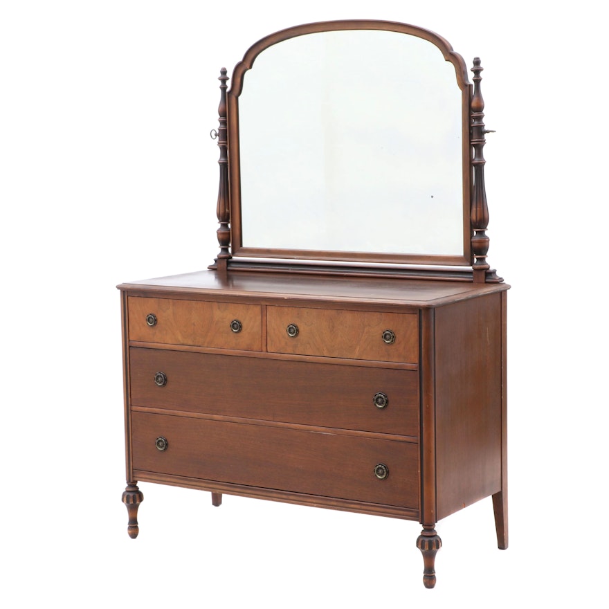 Berkey & Gay Furniture Chest of Drawers with Mirror in Walnut