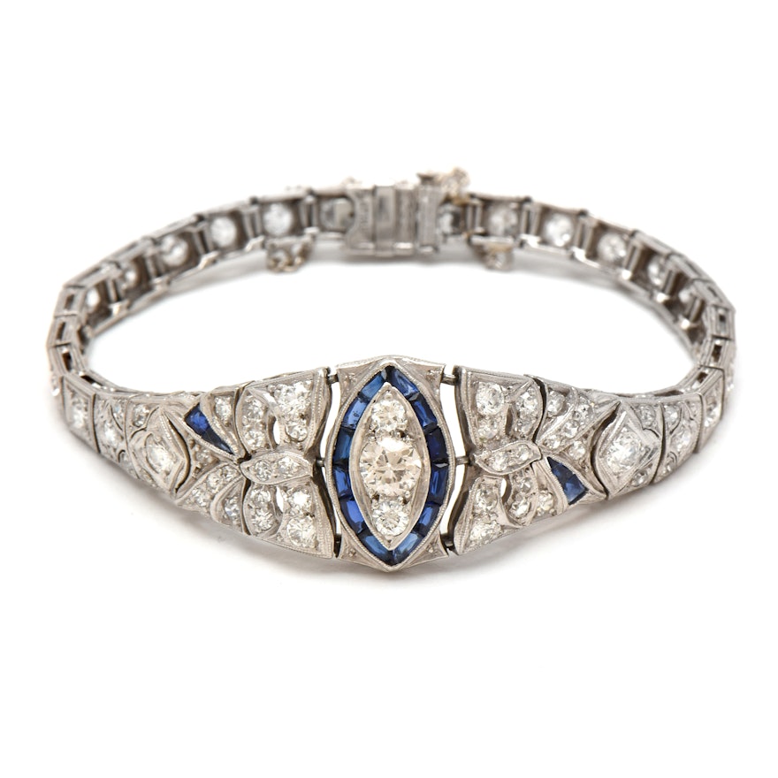 Belle Époque Platinum, 14K Gold 3.50 CTW Diamond, Synthetic Sapphire Bracelet