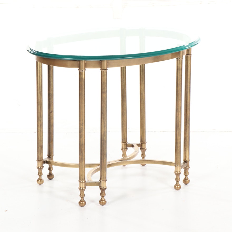 Brass and Glass End Table, 20th Century