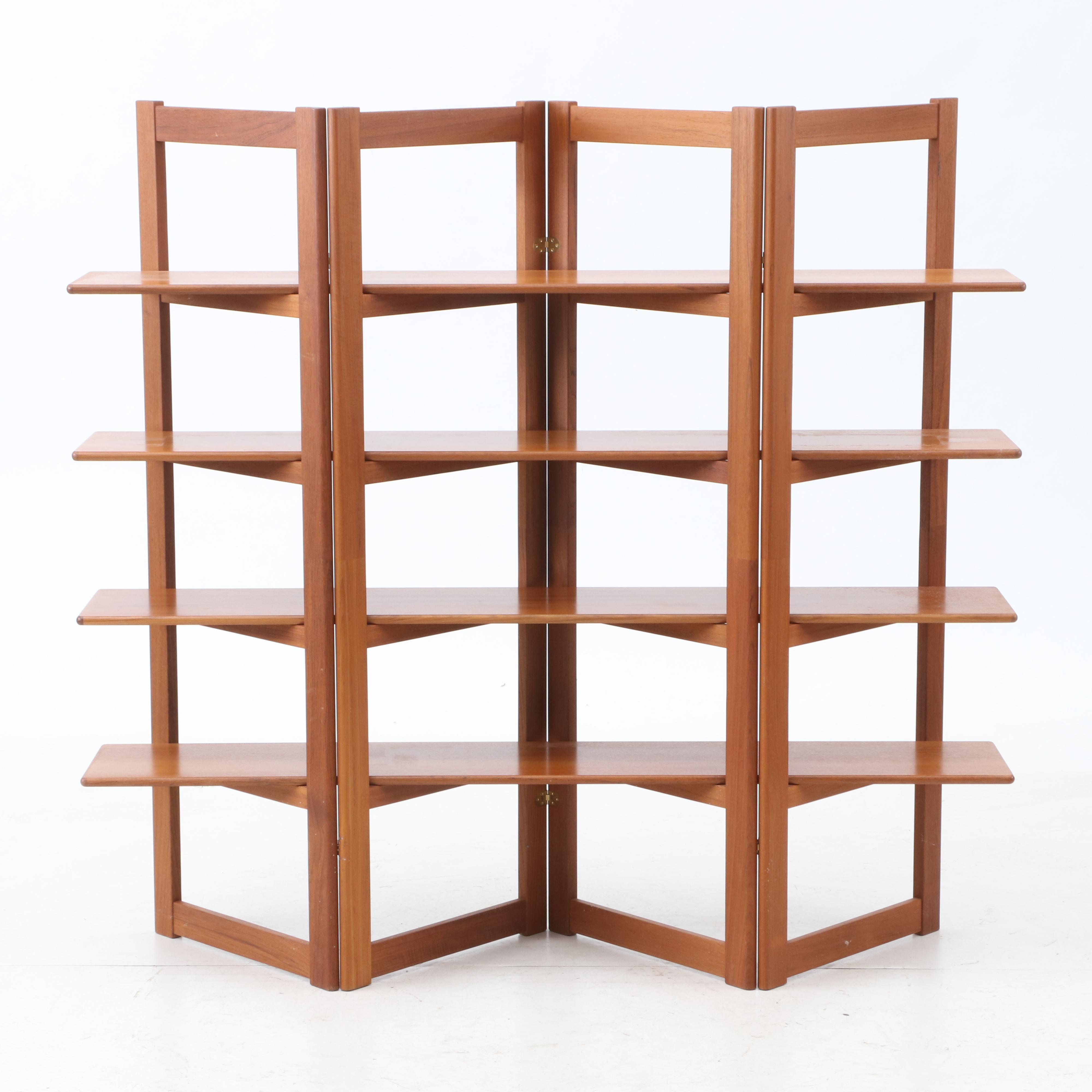 Contemporary Wood Folding Screen Bookshelf