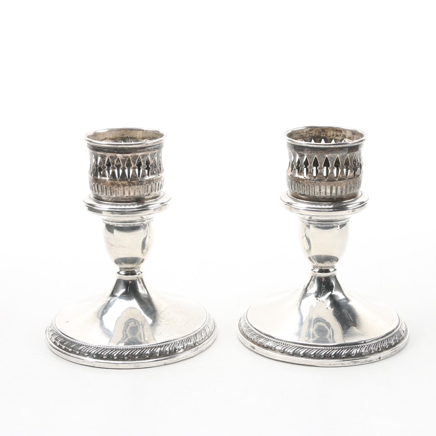 Redlich & Co. "Cartier" Weighted Sterling Candle Holders, Mid-Century