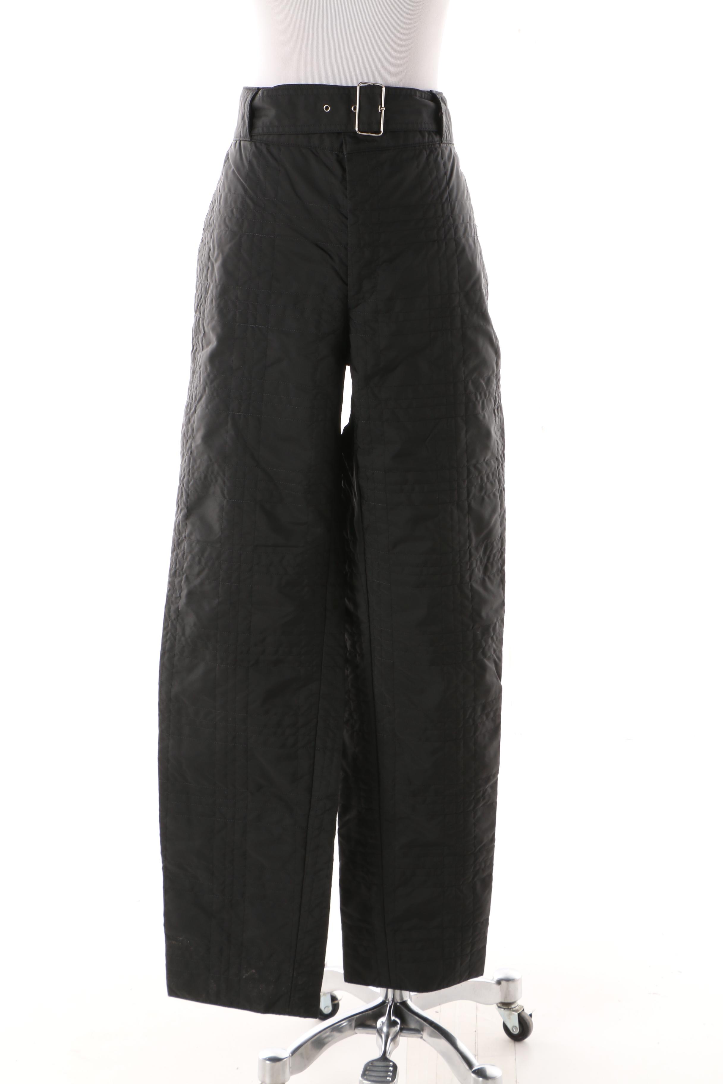 Miu Miu Black Nylon Quilted Pants with Prada Black Nylon Trapper Hat