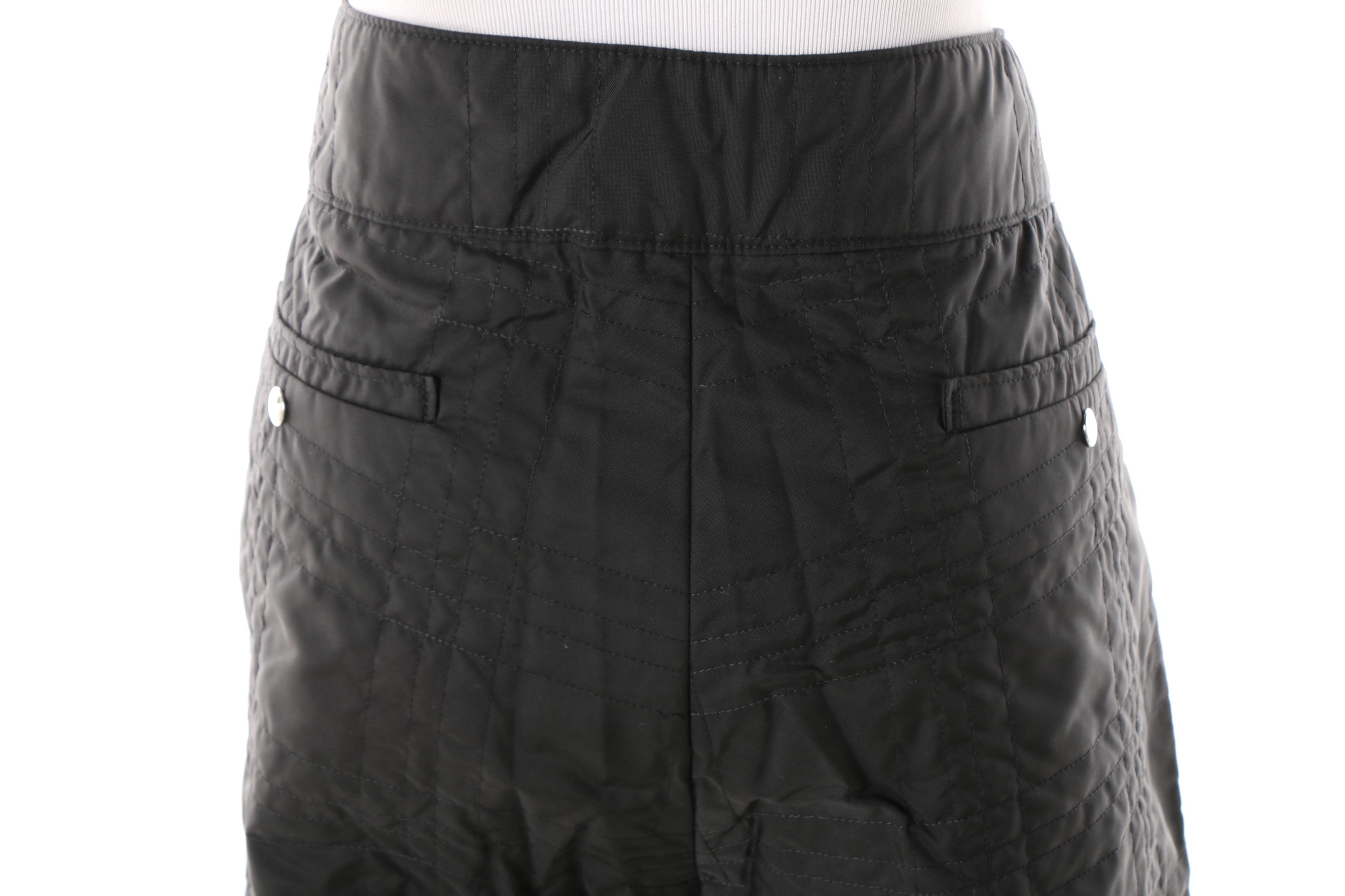 Miu Miu Black Nylon Quilted Pants with Prada Black Nylon Trapper Hat